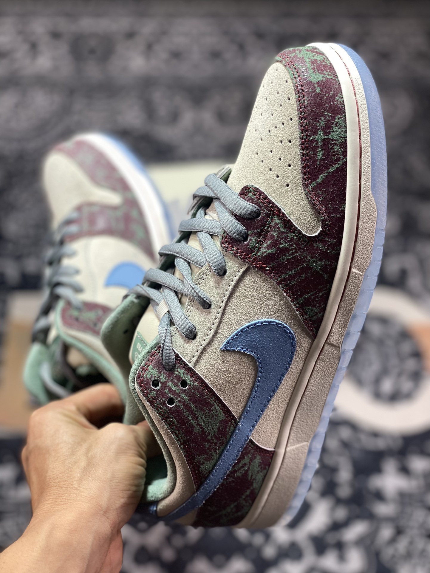 Crenshaw Skate Club x Nike Dunk SB Low Beige Blue Purple Low-top Casual Sports Shoes FN4193-100