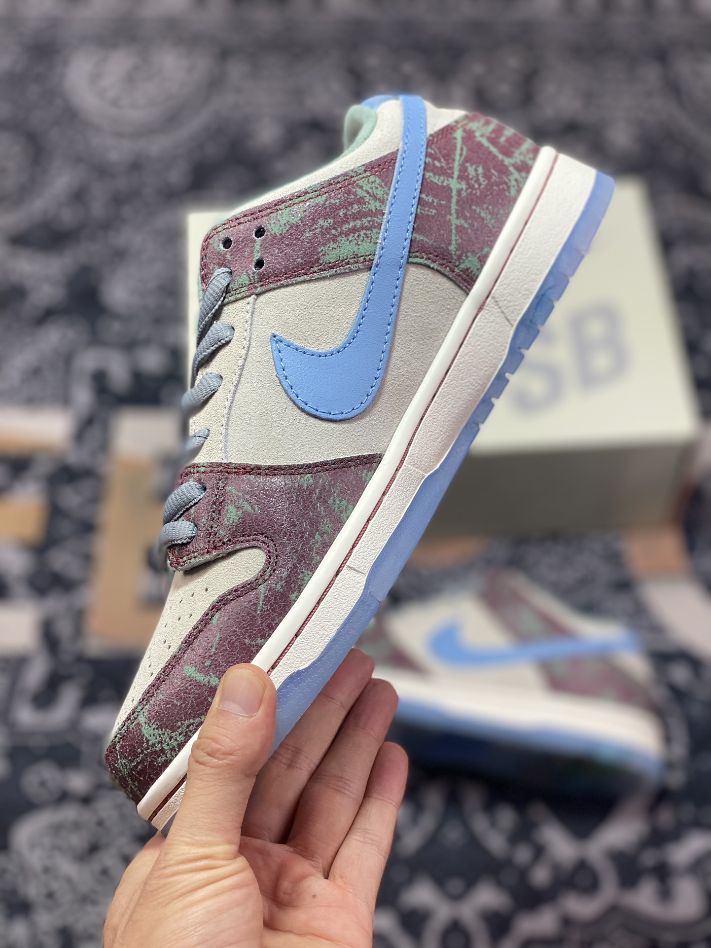 Crenshaw Skate Club x Nike Dunk SB Low Beige Blue Purple Low-top Casual Sports Shoes FN4193-100