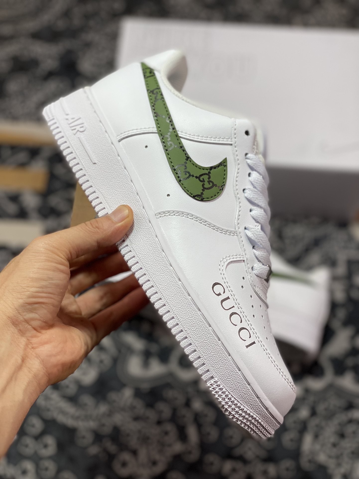 Nike Air Force 1 07 Low ”GUCCI” Air Force One series sneakers ”leather white dark green black GG” CW2288-111