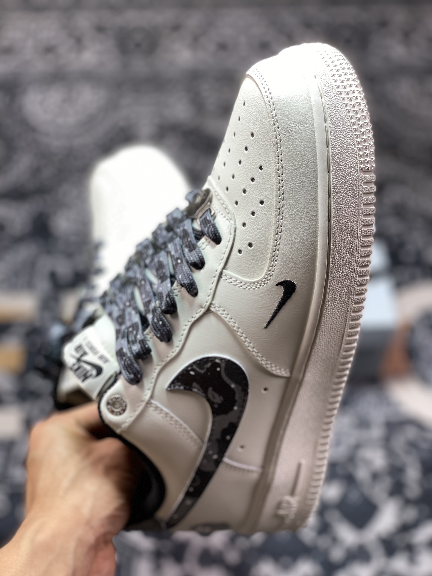 240 Nike Air Force 1 Sta Low"BeigeBlackGrey Camo"空军一号板鞋“米白黑深灰迷彩”PF9055-761