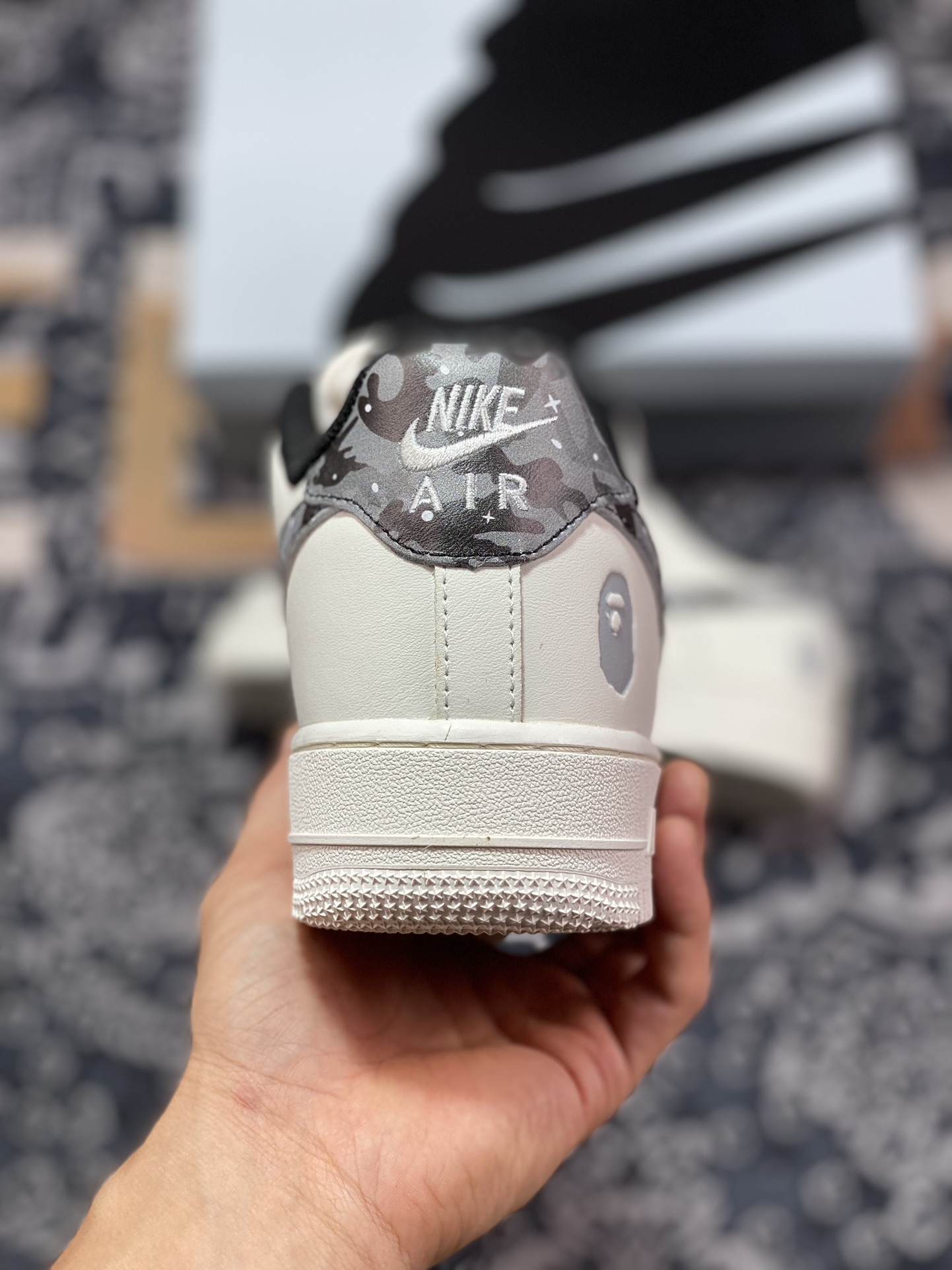 240 Nike Air Force 1 Sta Low"BeigeBlackGrey Camo"空军一号板鞋“米白黑深灰迷彩”PF9055-761