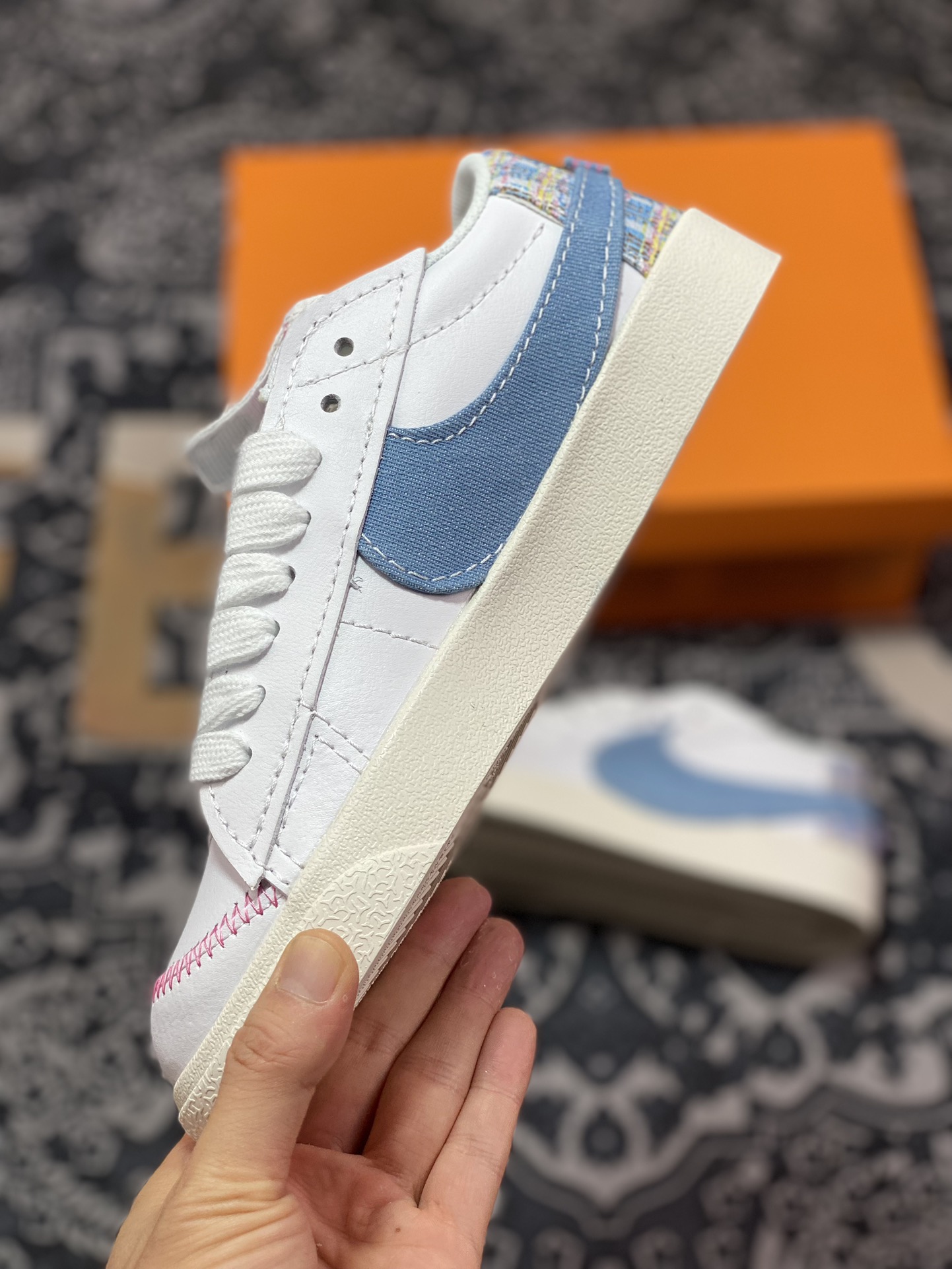 160 Nike  Blazer Low'77 Jumbo 白蓝牛仔丹宁板鞋 FJ7741-141