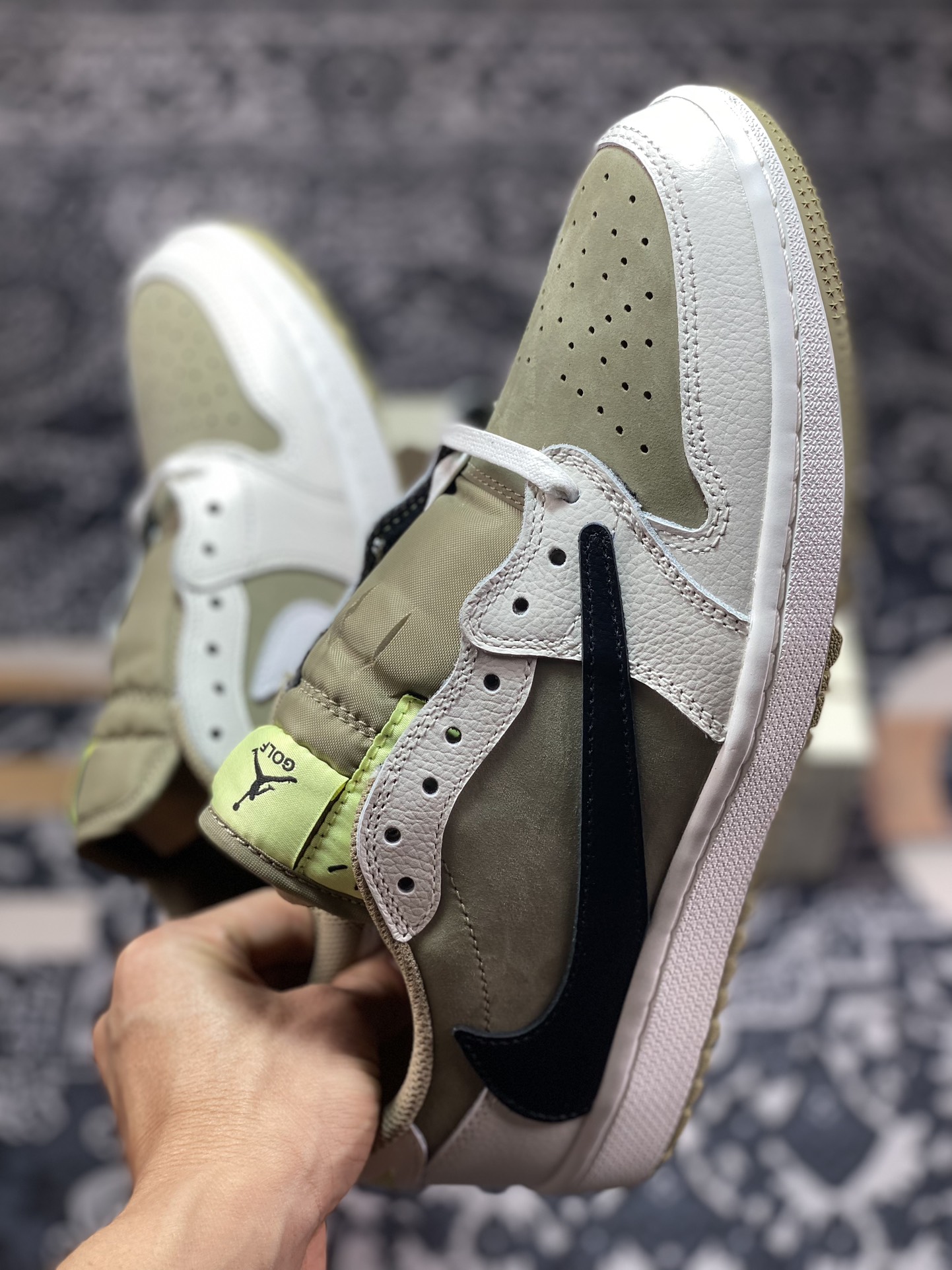 460 优选 市售天花板 纯原混卖版本Travis Scott x Air Jordan 1 Low Golf高尔夫棕白倒钩低帮 FZ3124-200