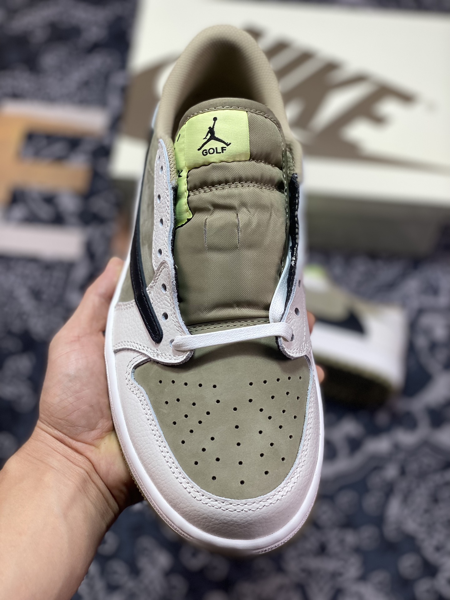 460 优选 市售天花板 纯原混卖版本Travis Scott x Air Jordan 1 Low Golf高尔夫棕白倒钩低帮 FZ3124-200