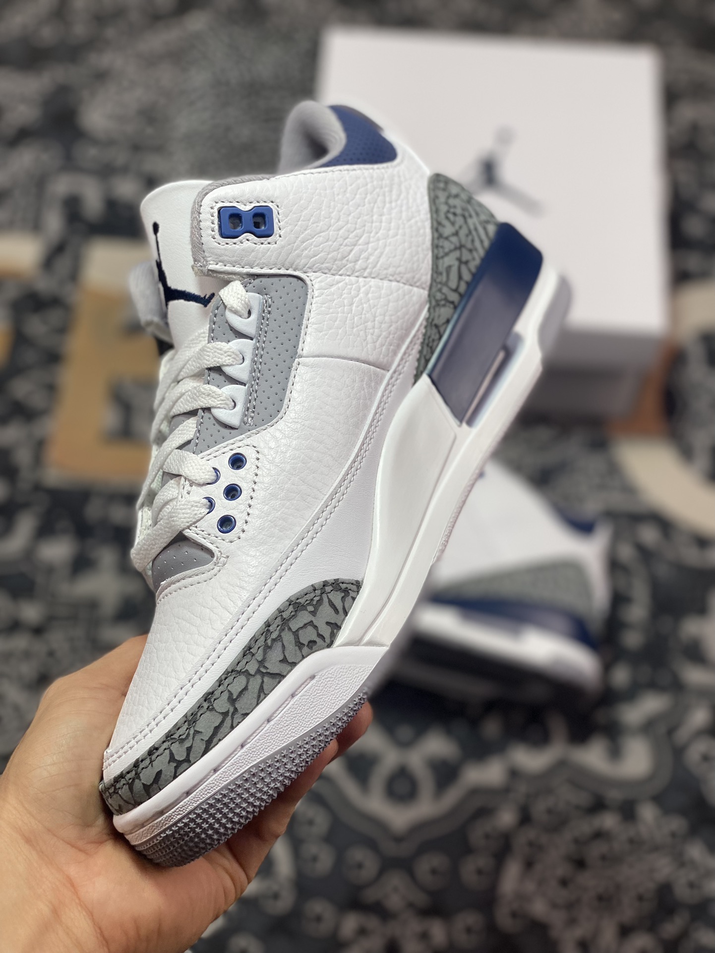 450 优选 Air Jordan 3 Retro 白蓝 CT8532-140 潮流复古篮球鞋