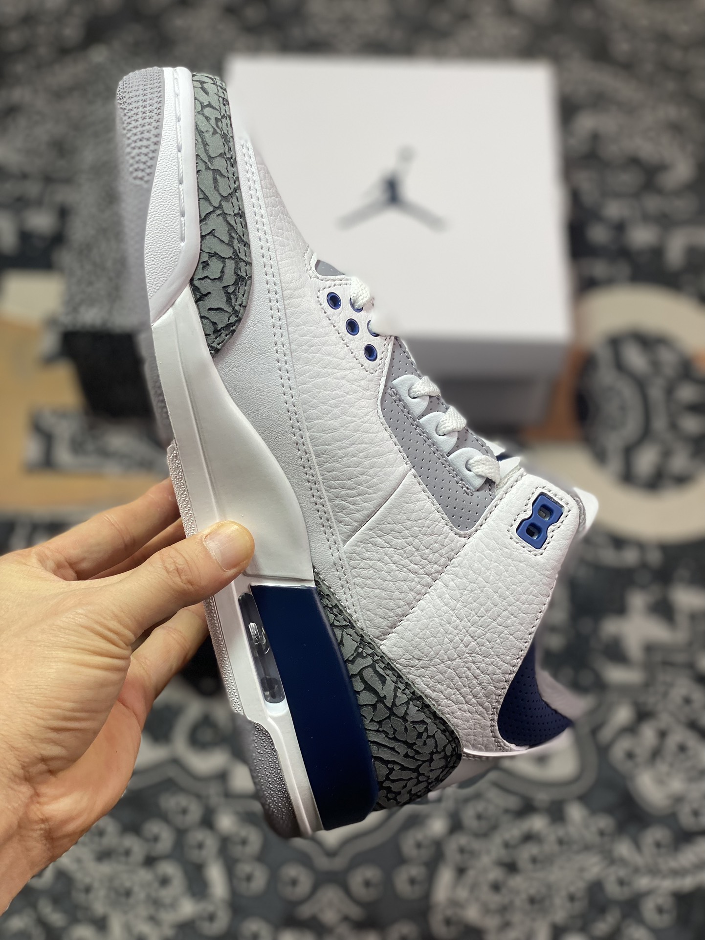 450 优选 Air Jordan 3 Retro 白蓝 CT8532-140 潮流复古篮球鞋