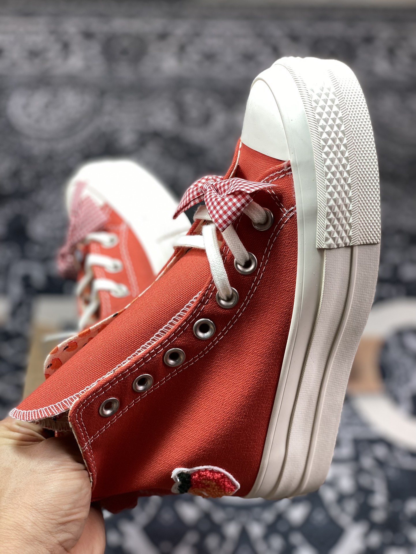 130  Converse Chuck All Star 蝴蝶结 落日橘红色桃子柠檬刺绣