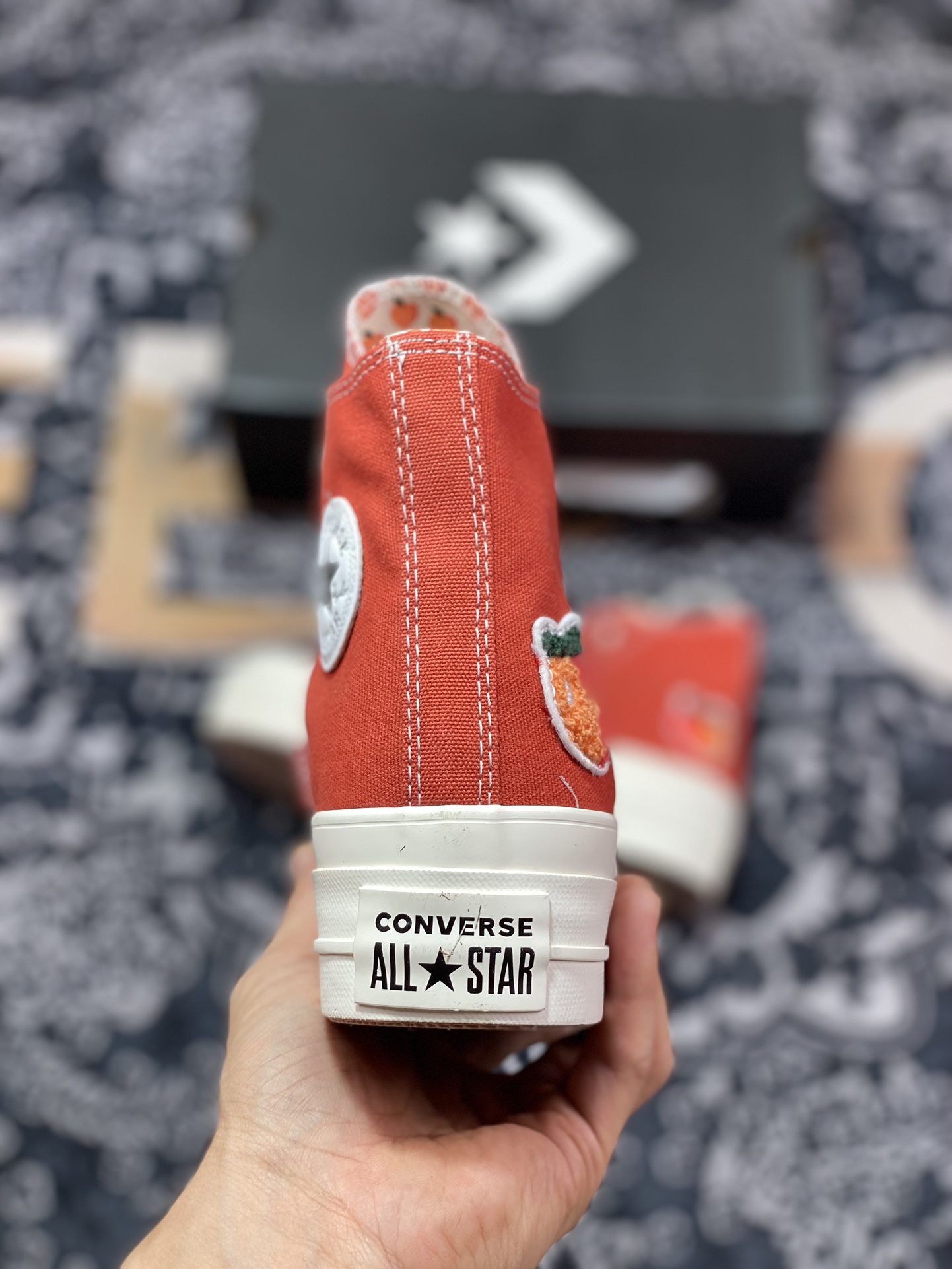 130  Converse Chuck All Star 蝴蝶结 落日橘红色桃子柠檬刺绣