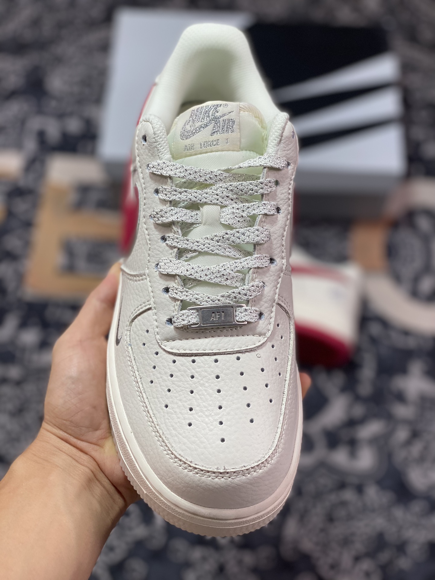 200 UNDEFEATED x Nike Air Force 1′07 Low"Beige/Red/Sliver 3M"空军一号板鞋“米白红银车线五杠印花”BS9055-732