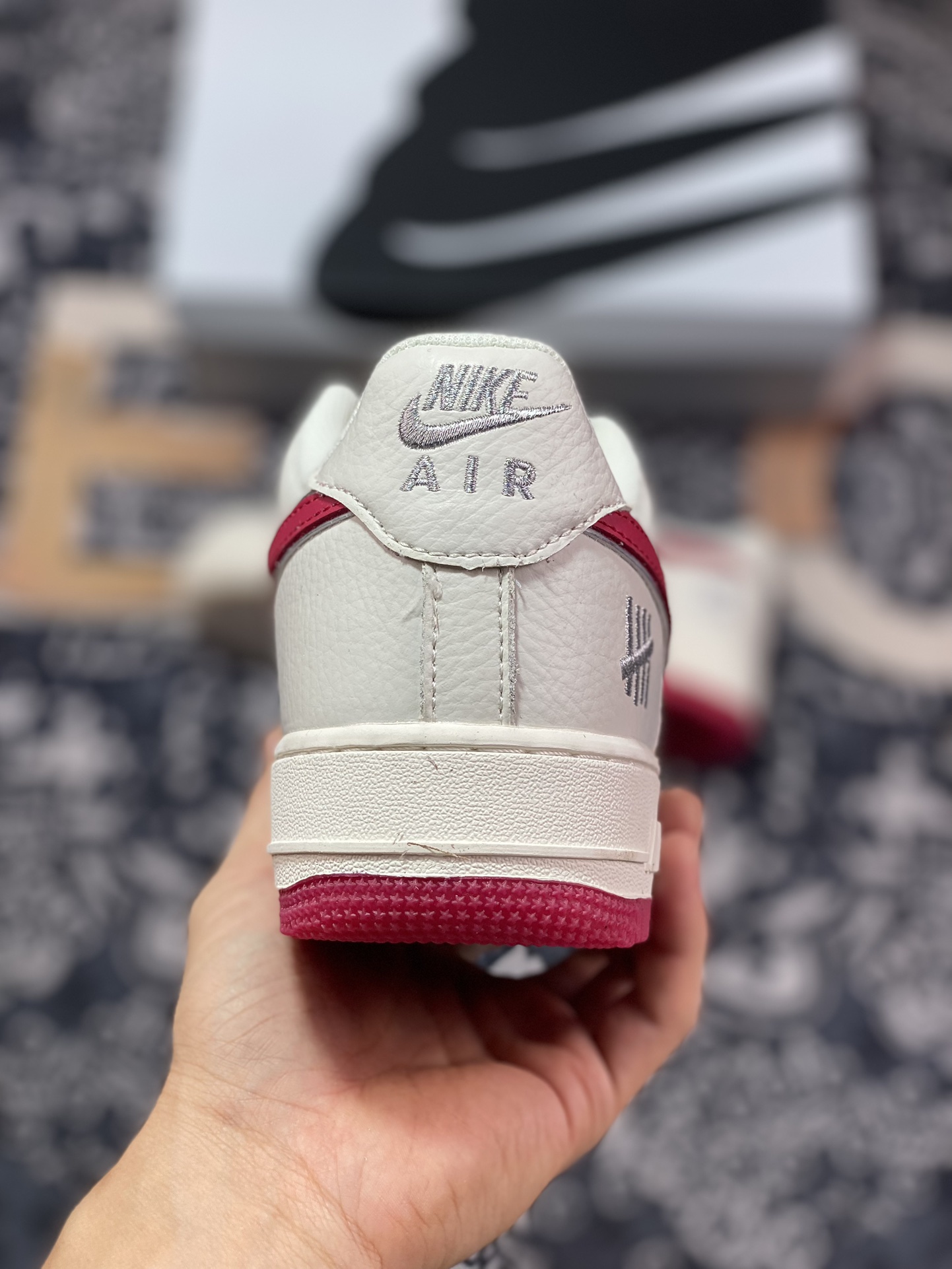 200 UNDEFEATED x Nike Air Force 1′07 Low"Beige/Red/Sliver 3M"空军一号板鞋“米白红银车线五杠印花”BS9055-732