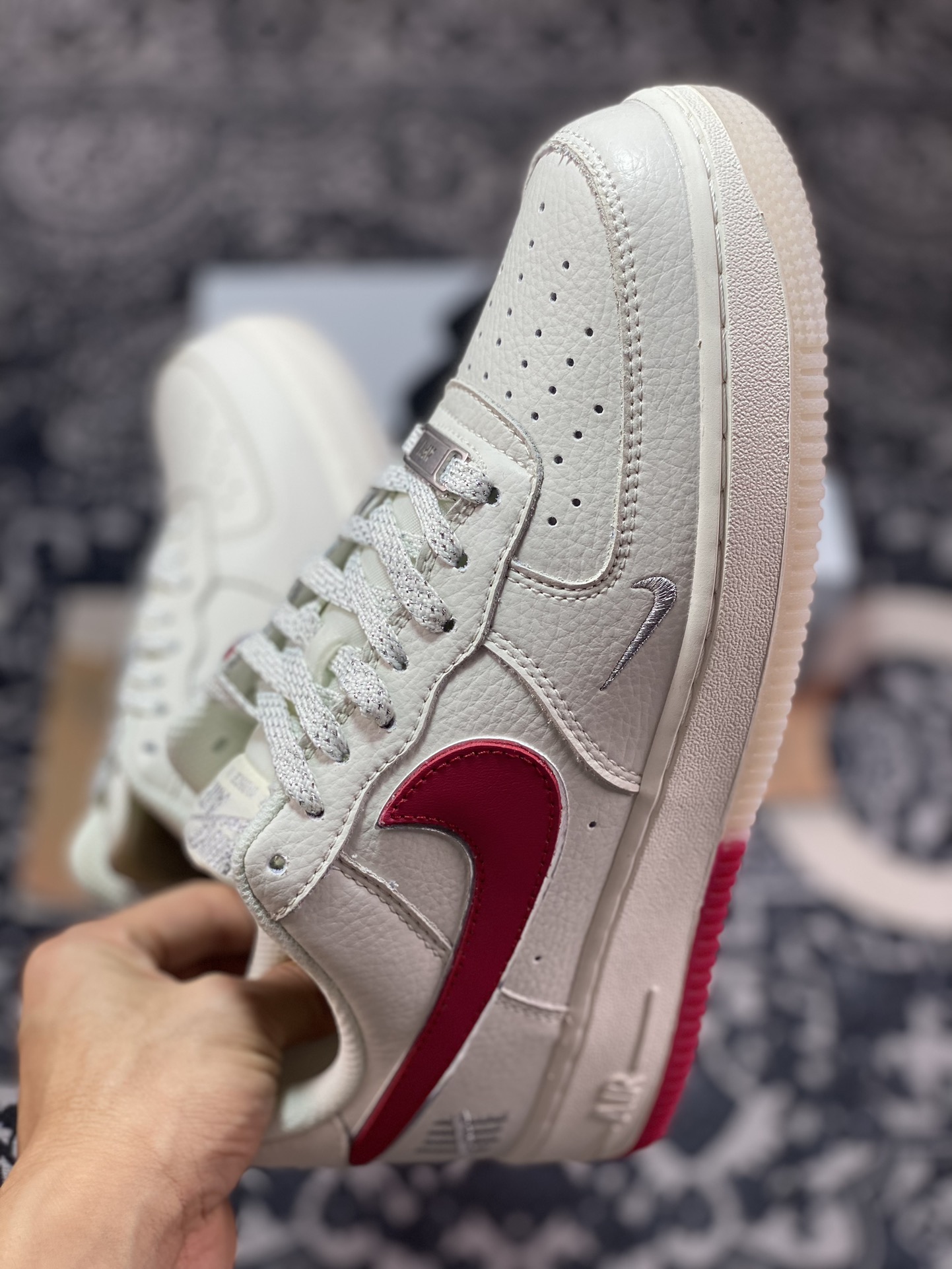 200 UNDEFEATED x Nike Air Force 1′07 Low"Beige/Red/Sliver 3M"空军一号板鞋“米白红银车线五杠印花”BS9055-732