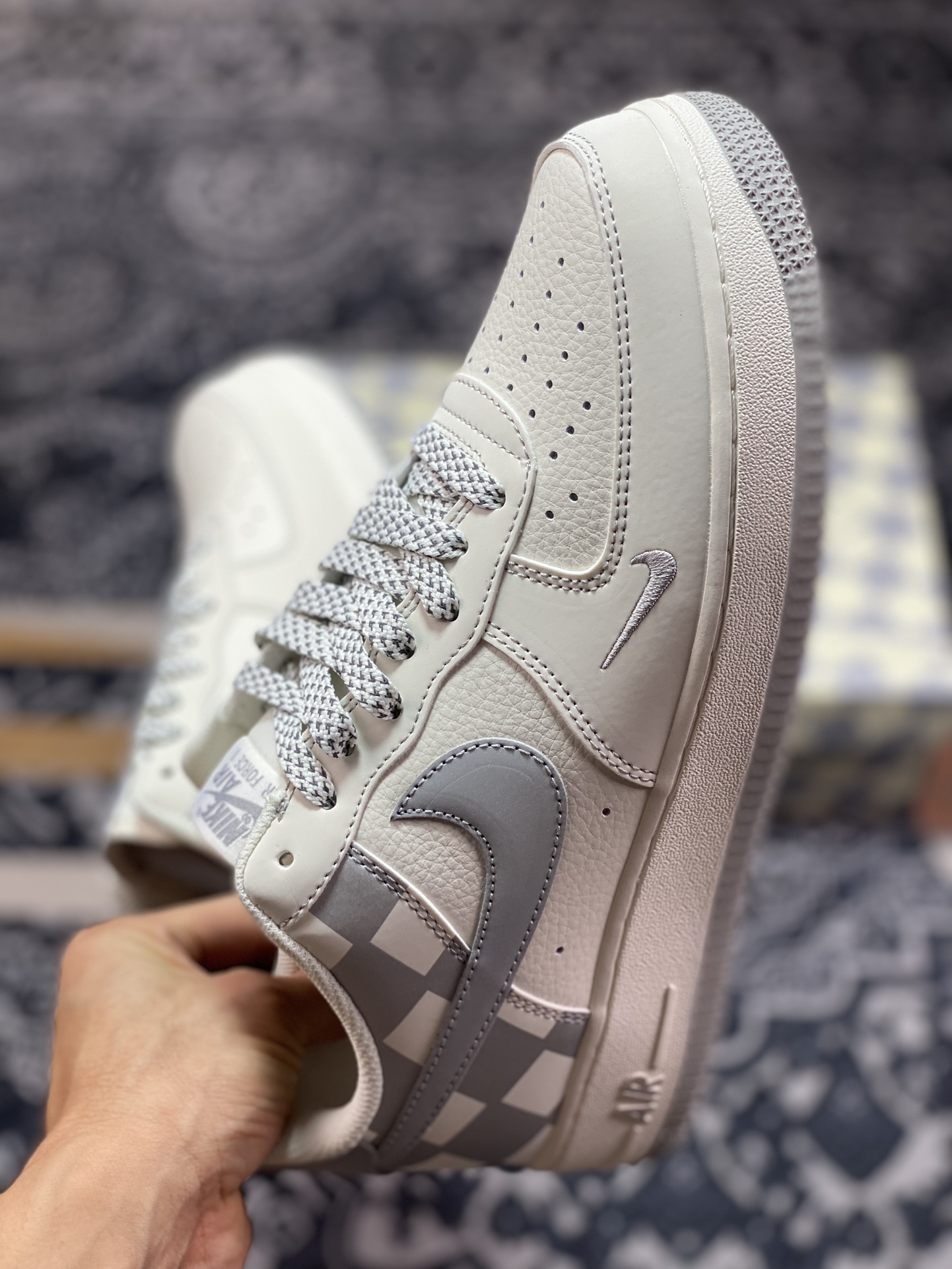 240 Air Force 1'07 Low 米白灰格子 GZ5688-077