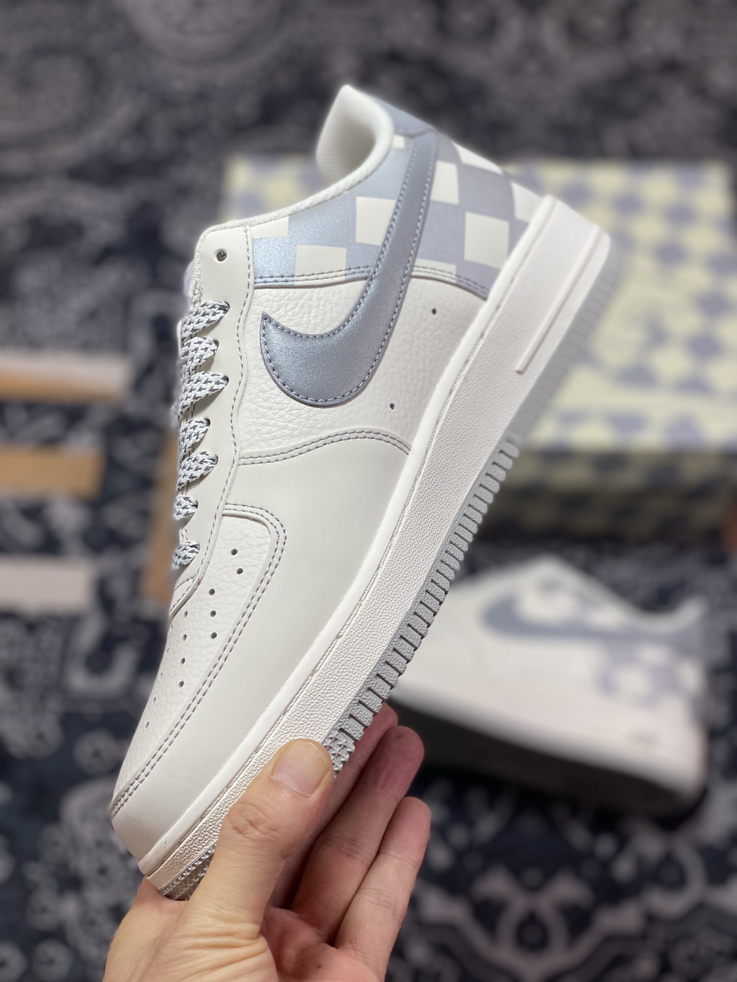 240 Air Force 1'07 Low 米白灰格子 GZ5688-077