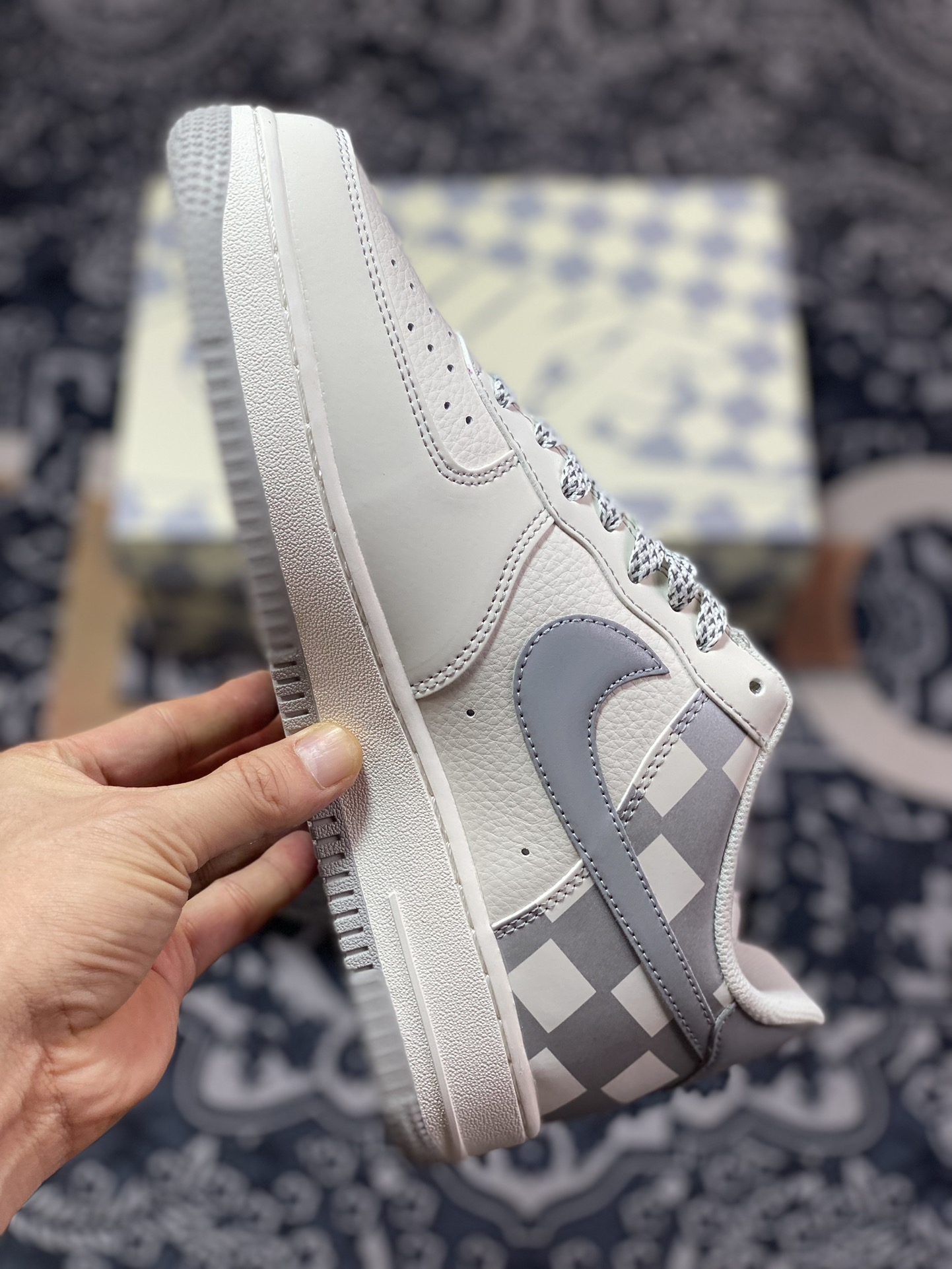 240 Air Force 1'07 Low 米白灰格子 GZ5688-077