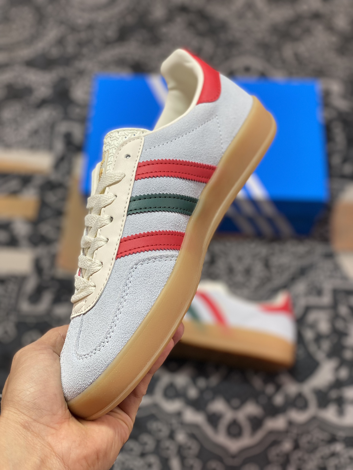 150 Adidas   Originals Gazelle Indoor 浅紫白三叶草复古休闲运动板鞋 IG4994