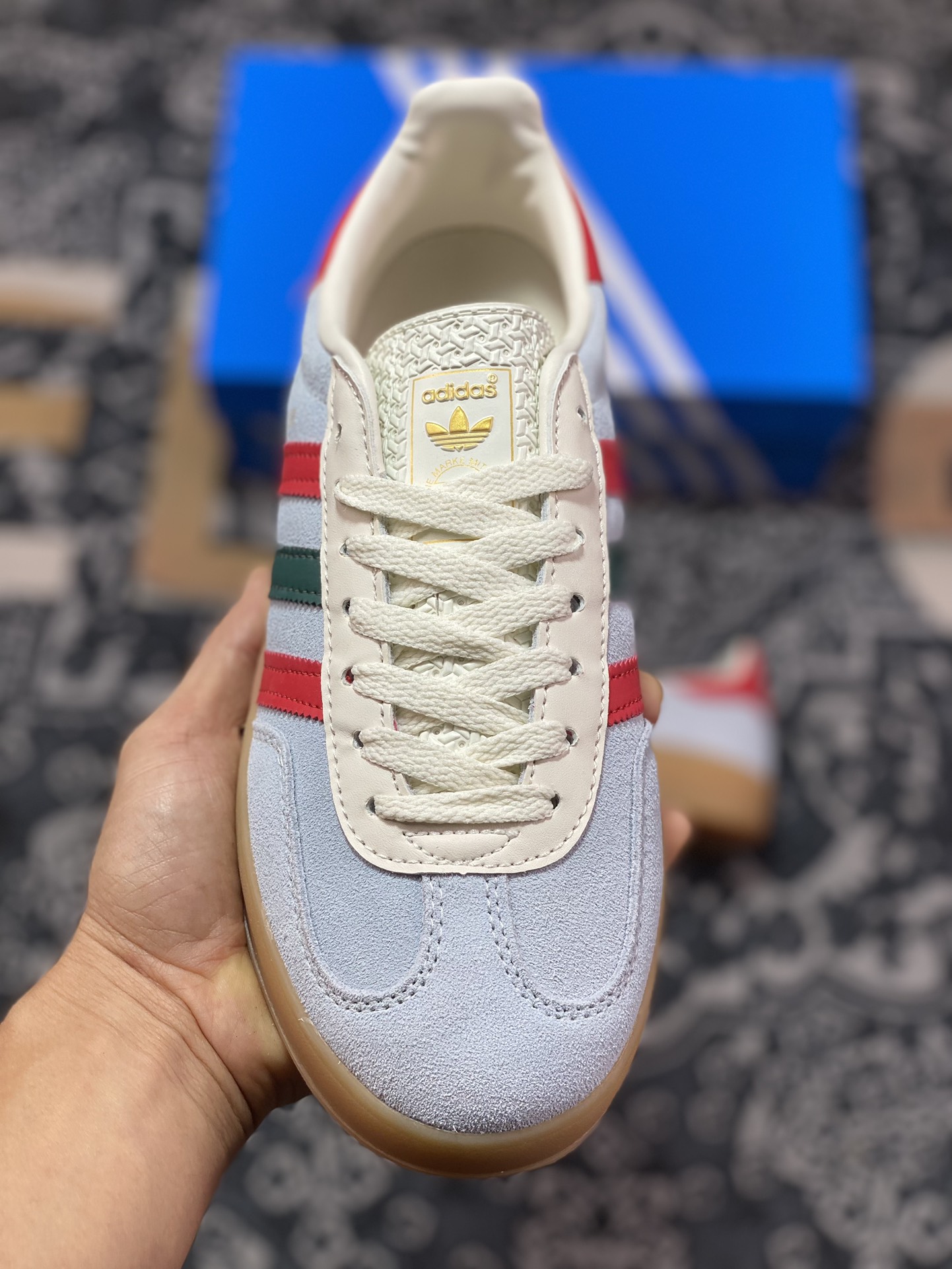 150 Adidas   Originals Gazelle Indoor 浅紫白三叶草复古休闲运动板鞋 IG4994