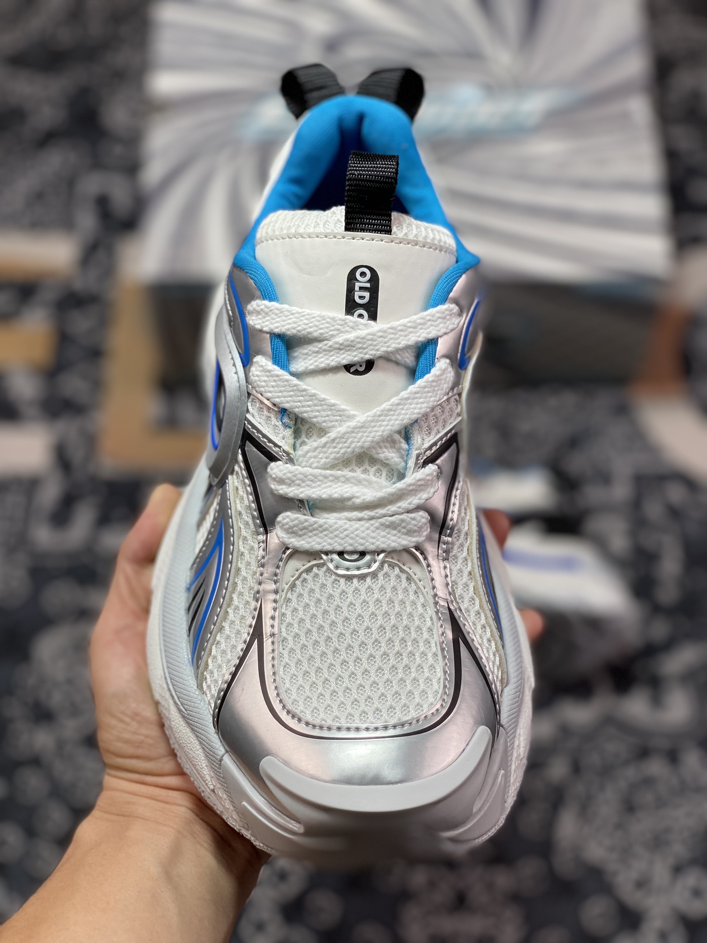 OLD ORDER TURBO GT SNEAKER Turbine series low-top retro dad style jogging shoes ”Silver, white, blue, black and gray turbine” O2320715