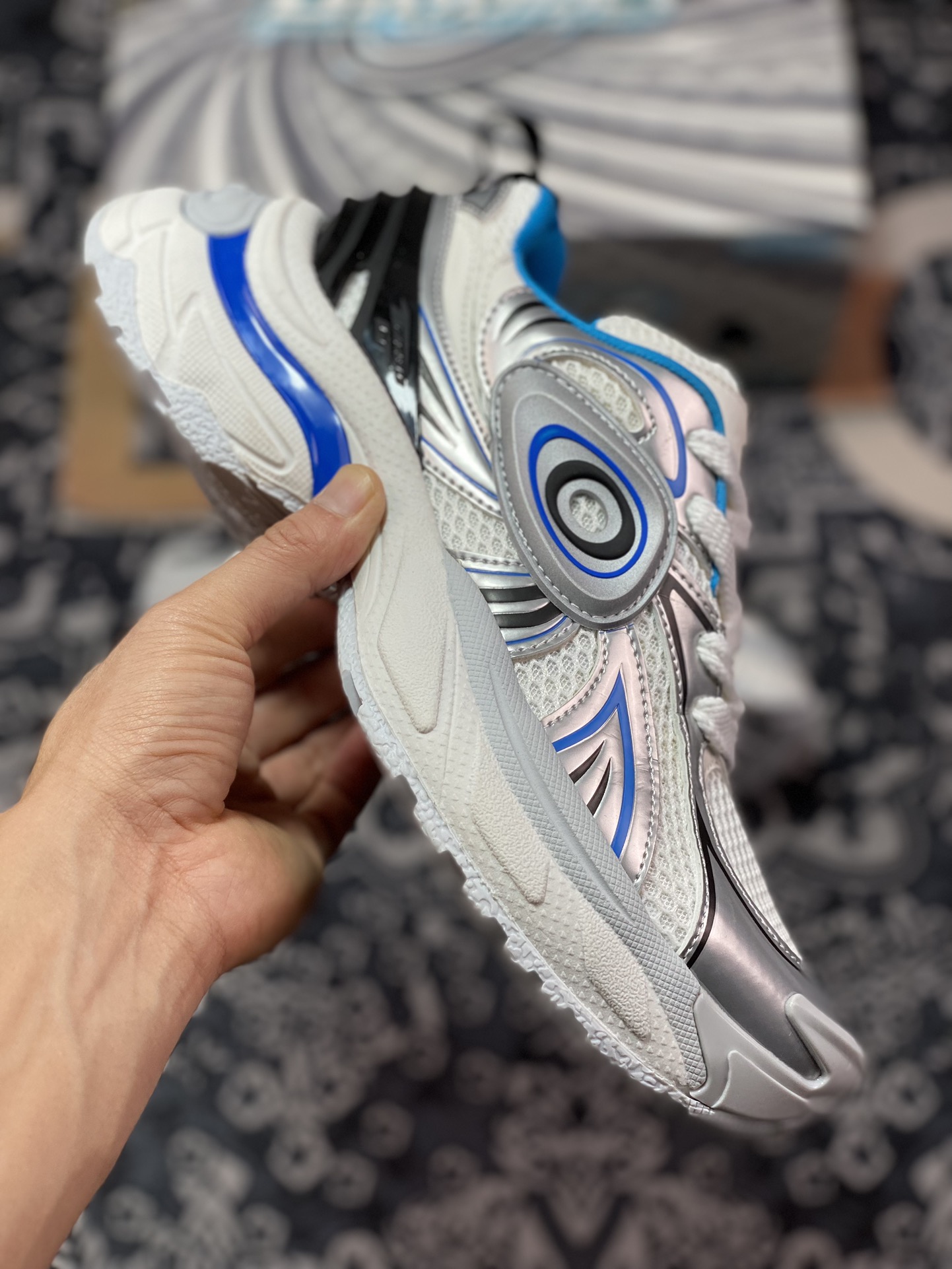 OLD ORDER TURBO GT SNEAKER Turbine series low-top retro dad style jogging shoes ”Silver, white, blue, black and gray turbine” O2320715