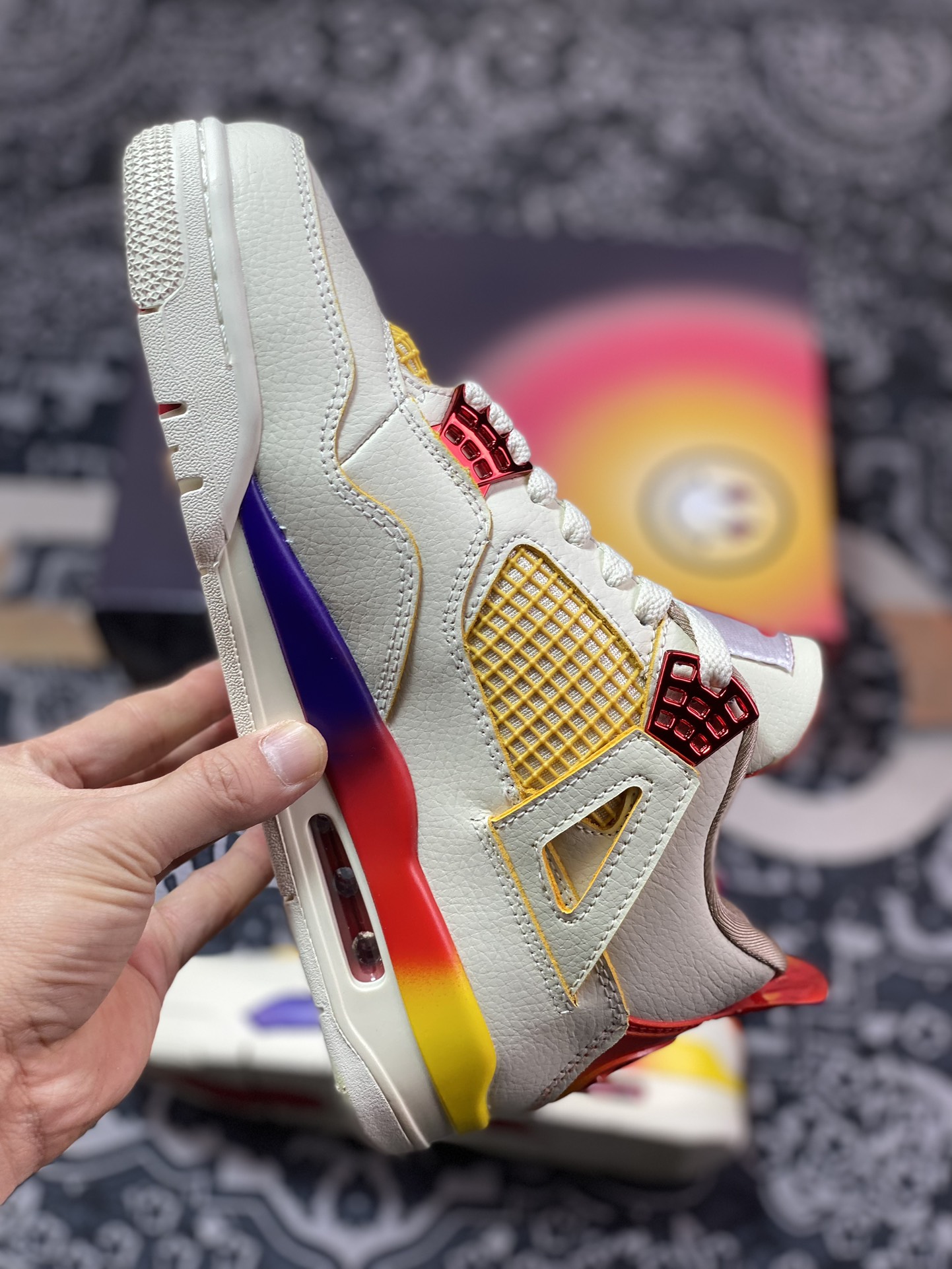 220 原厂级别J Balvin x Air Jordan 4 Retro SP AJ4乔4彩虹笑脸 FN0344-901