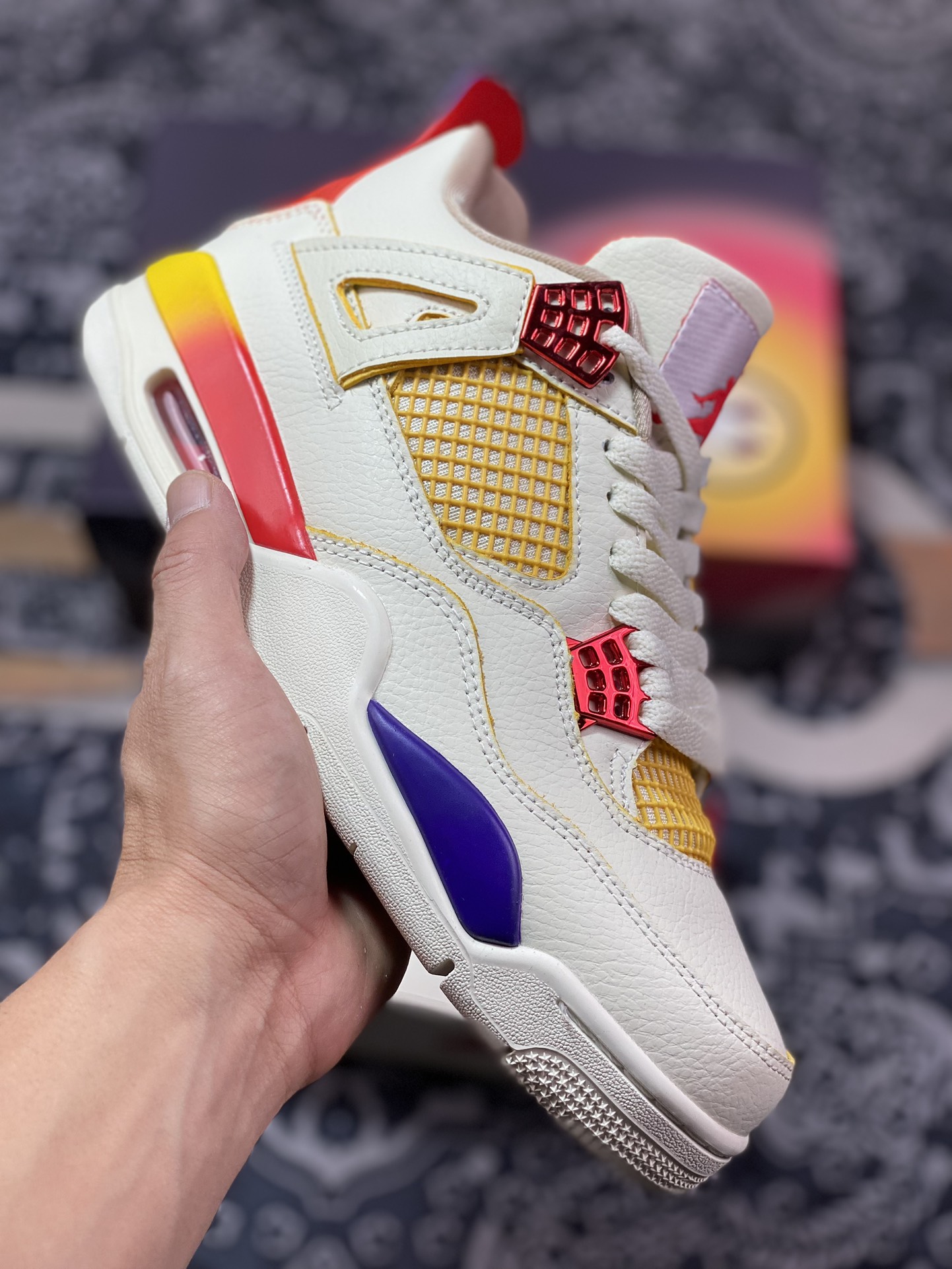 220 原厂级别J Balvin x Air Jordan 4 Retro SP AJ4乔4彩虹笑脸 FN0344-901