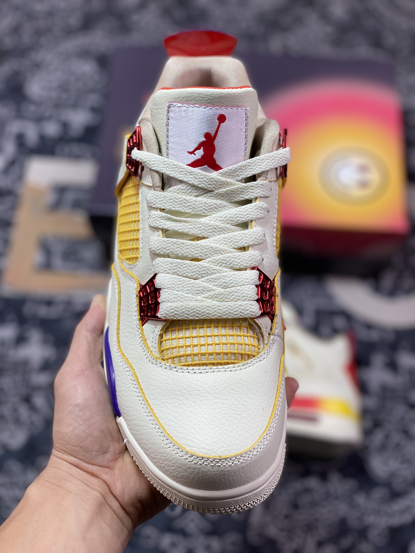 220 原厂级别J Balvin x Air Jordan 4 Retro SP AJ4乔4彩虹笑脸 FN0344-901