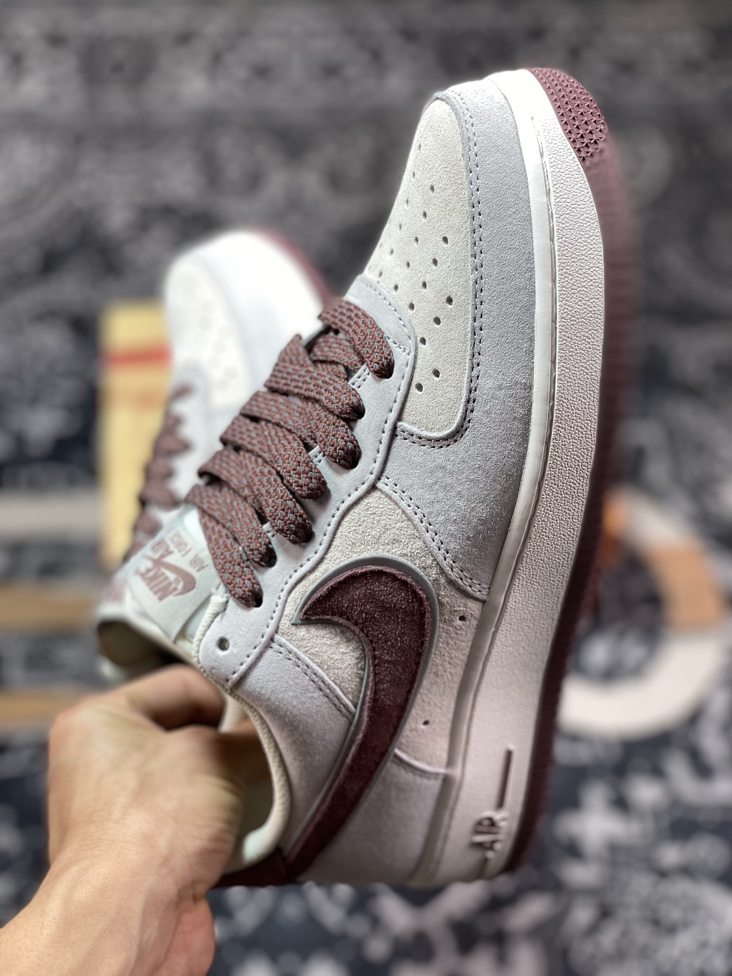 AKIx Air Force 1 '07 Low 灰深红麂皮 DO3966-163