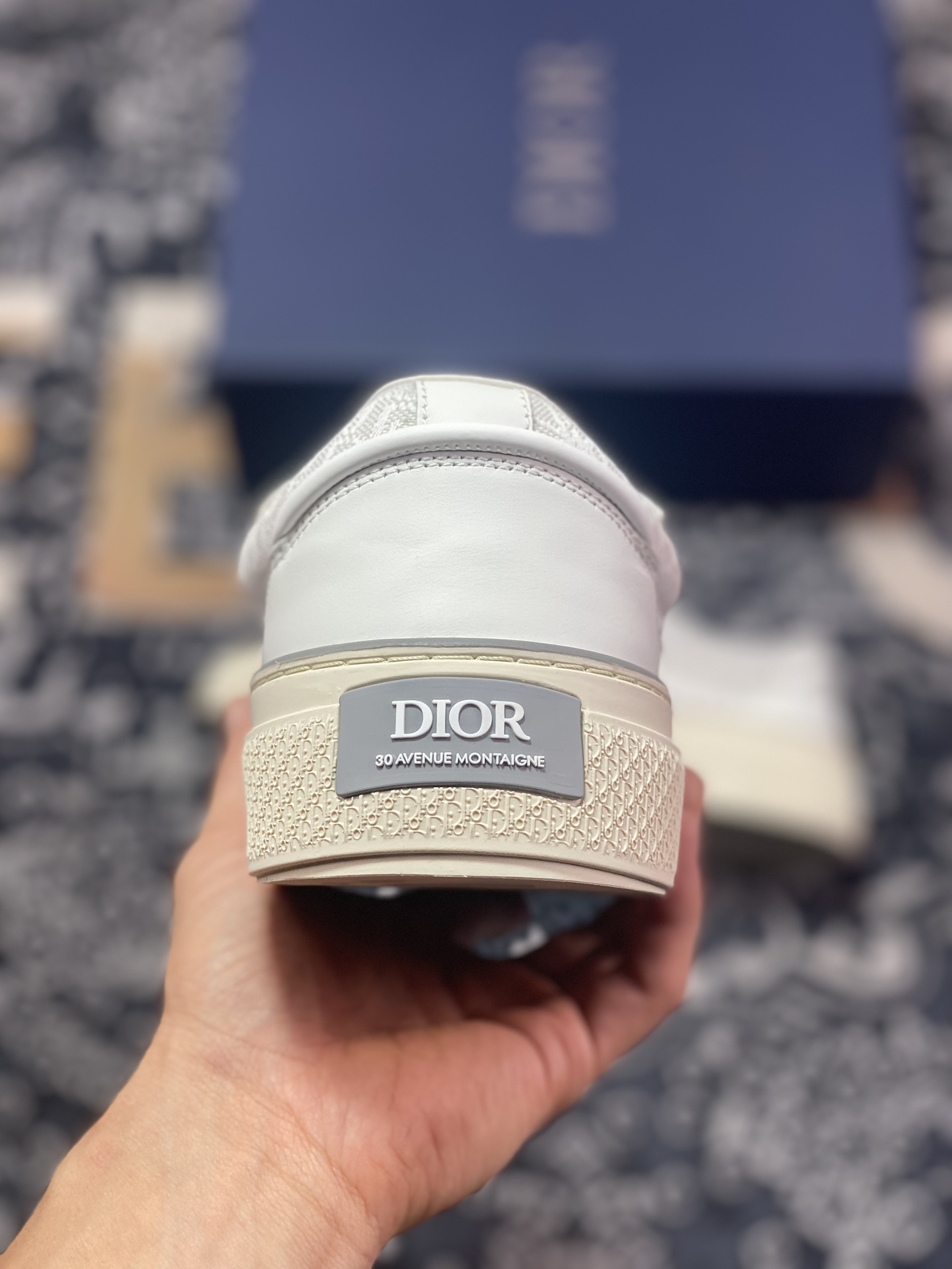 Dior x Denim Tears 23ss 联名合作款B33系列 海军蓝色马海毛宽鞋带和哑光同色调饰面黄铜孔眼