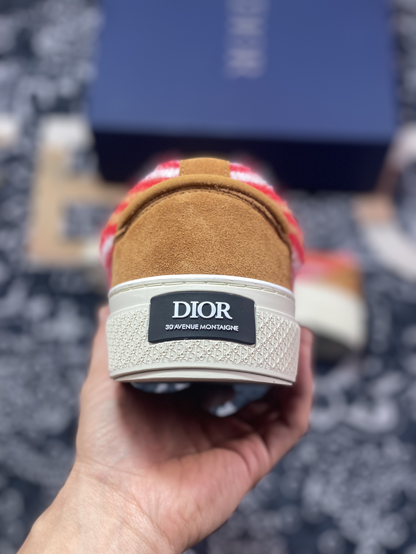 优选 Dior x Denim Tears 23ss 联名合作款B33系列 米白色色马海毛宽鞋带饰面黄铜孔眼白色