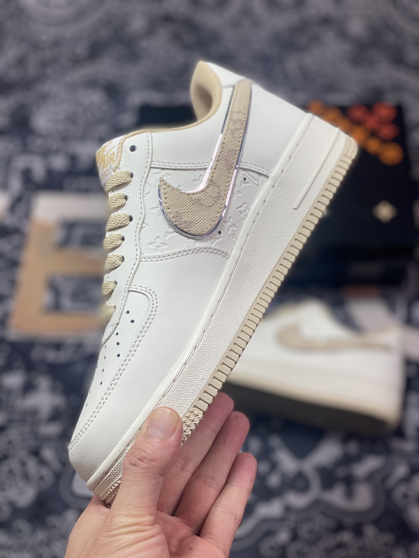 220 Air Force 1 '07 Low LV白卡其印花 LV0506-055