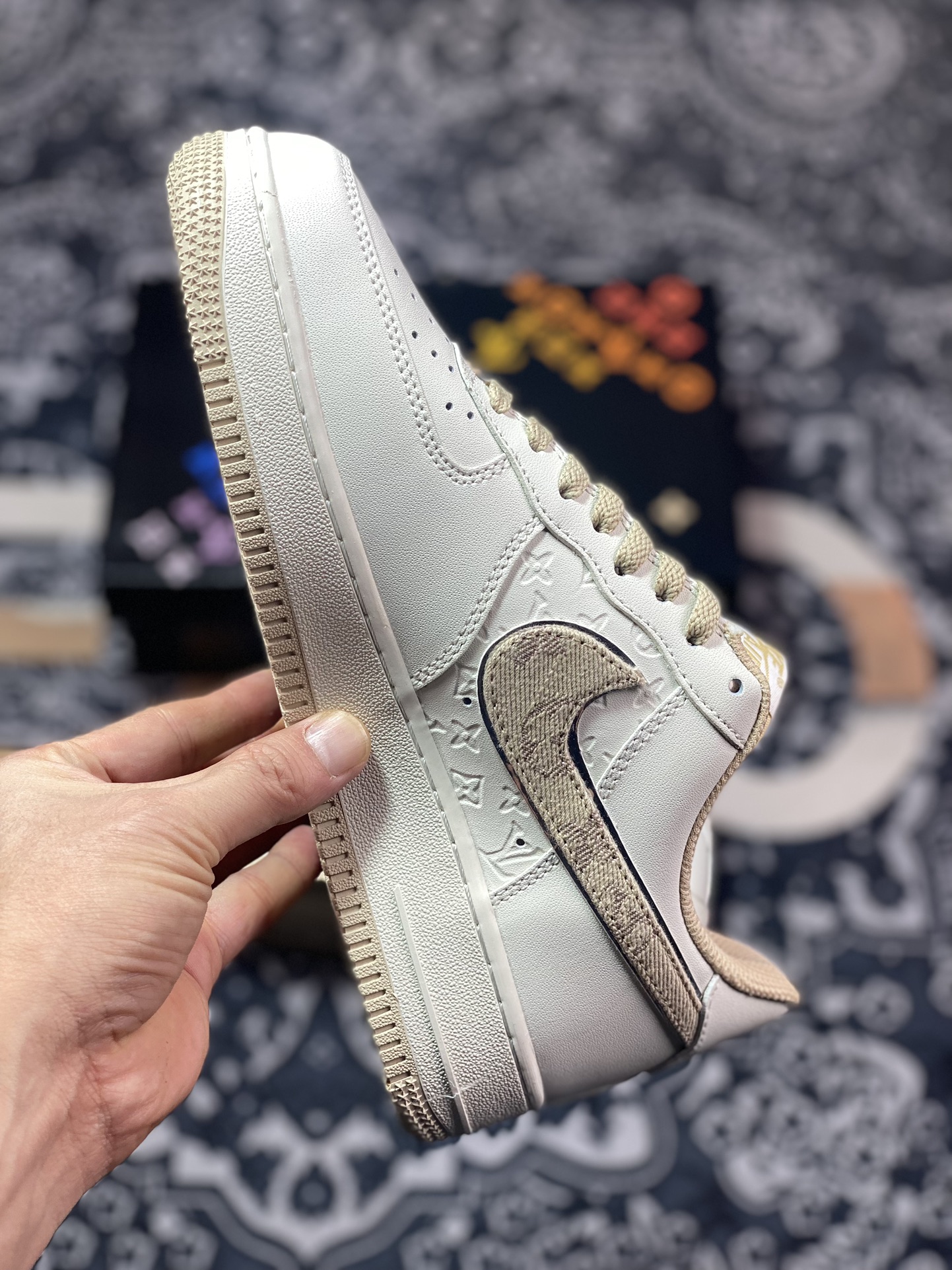 220 Air Force 1 '07 Low LV白卡其印花 LV0506-055