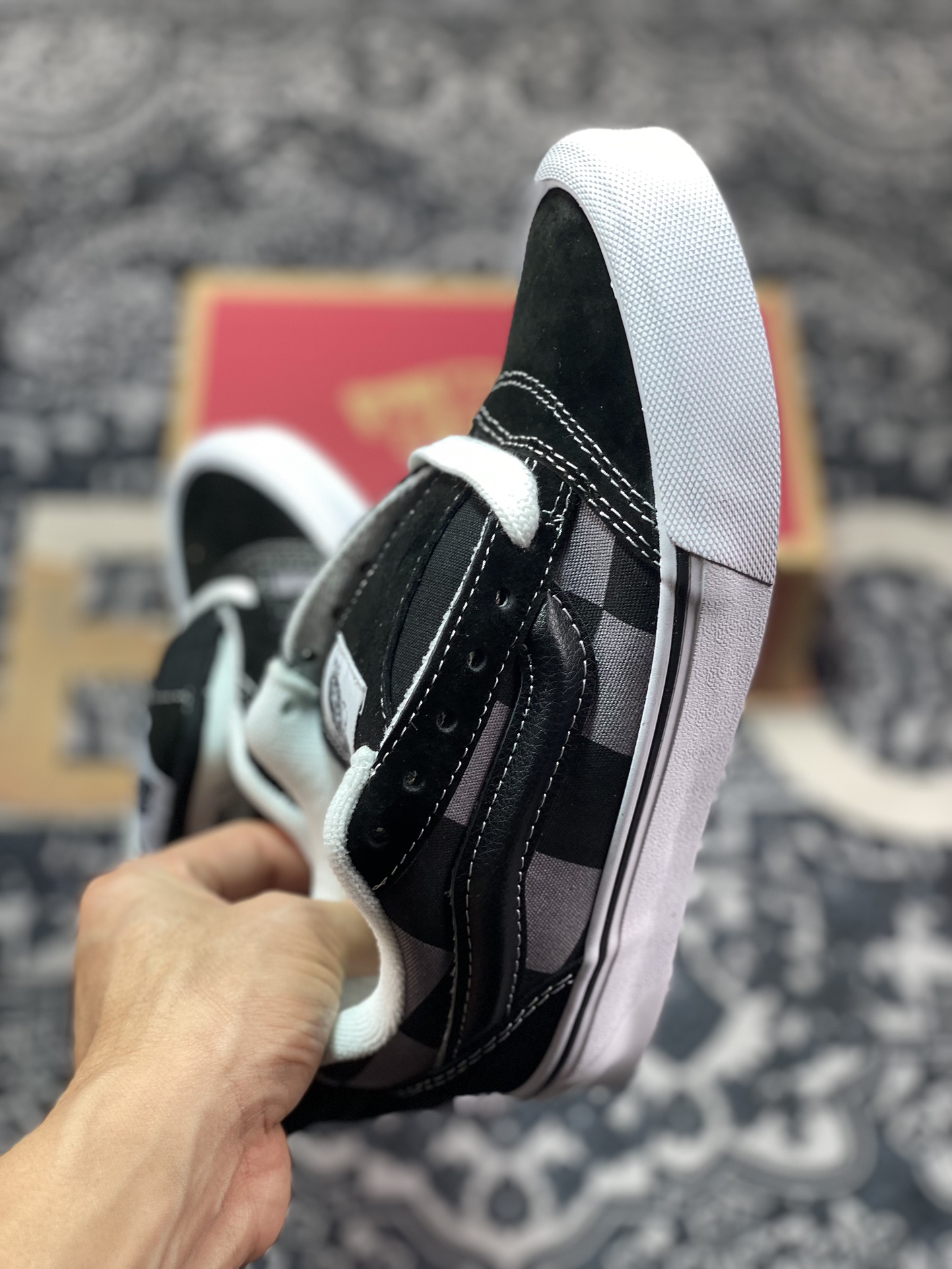 150  Vans Classics Knu Skool 面包鞋 范斯官方 灰黑大棋盘格面包鞋