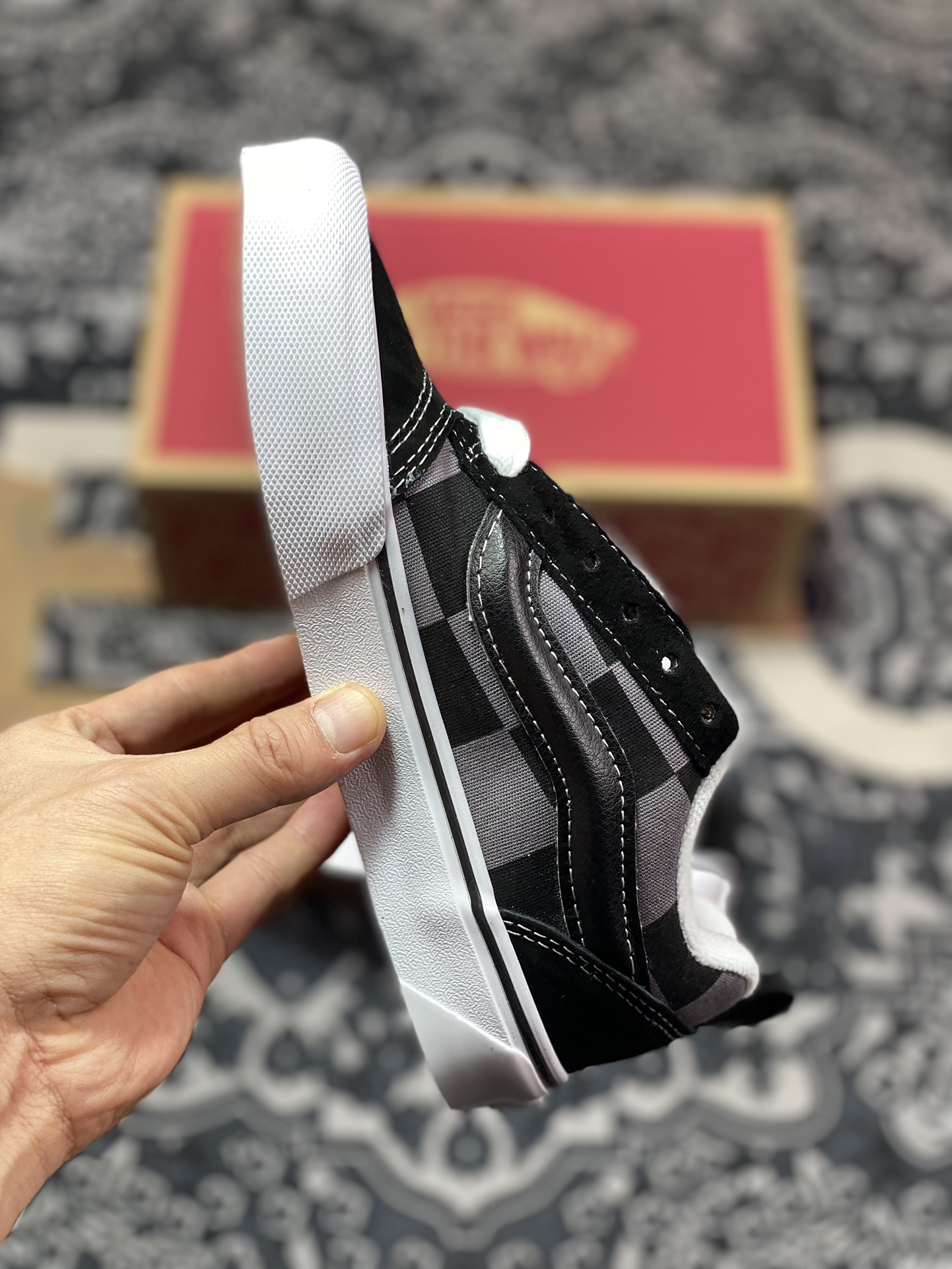 150  Vans Classics Knu Skool 面包鞋 范斯官方 灰黑大棋盘格面包鞋