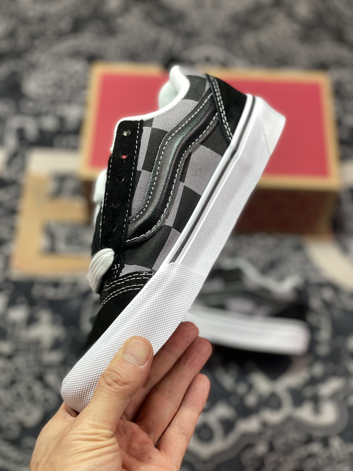 150  Vans Classics Knu Skool 面包鞋 范斯官方 灰黑大棋盘格面包鞋