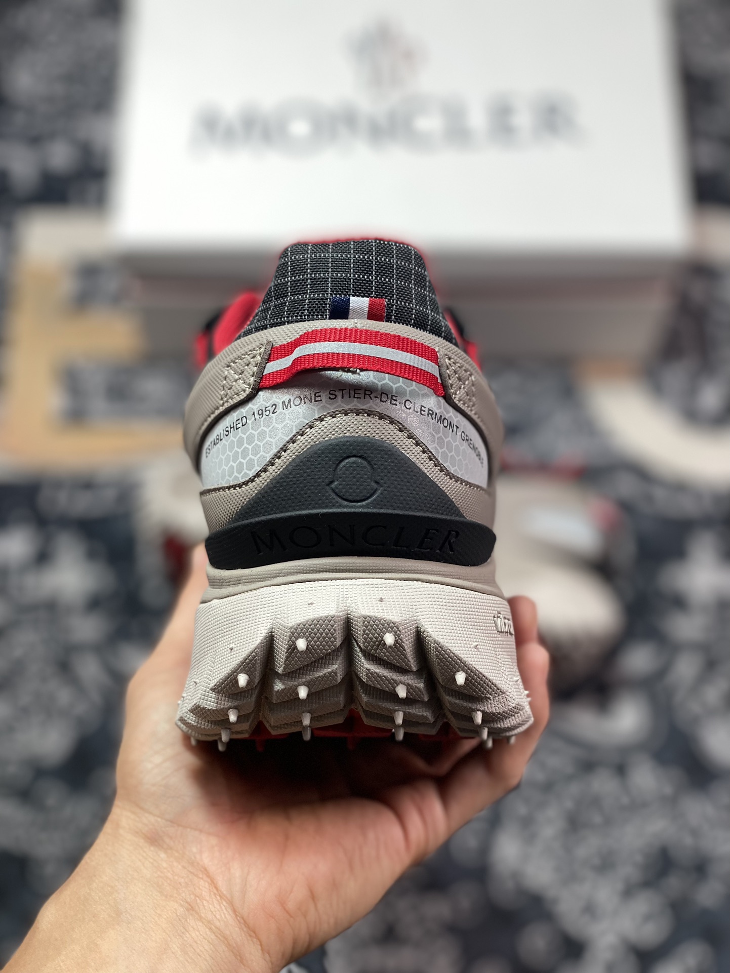 Moncler Trailgrip Gore-Tex Off-road Travel Series Low-top Sports Shoes ¡±Dark Khaki Black Red¡± H209A4M00100M2058P99