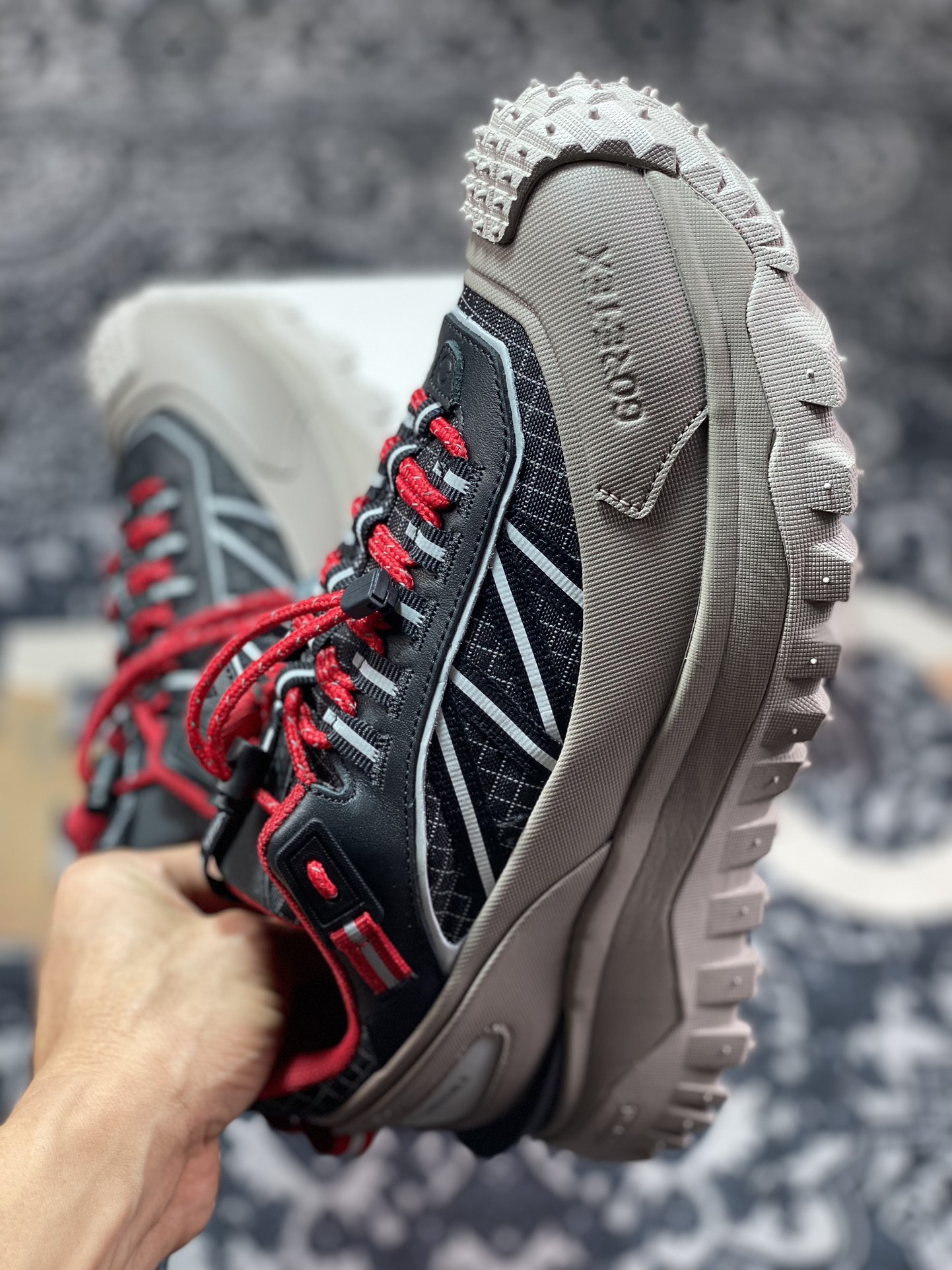 Moncler Trailgrip Gore-Tex Off-road Travel Series Low-top Sports Shoes ¡±Dark Khaki Black Red¡± H209A4M00100M2058P99