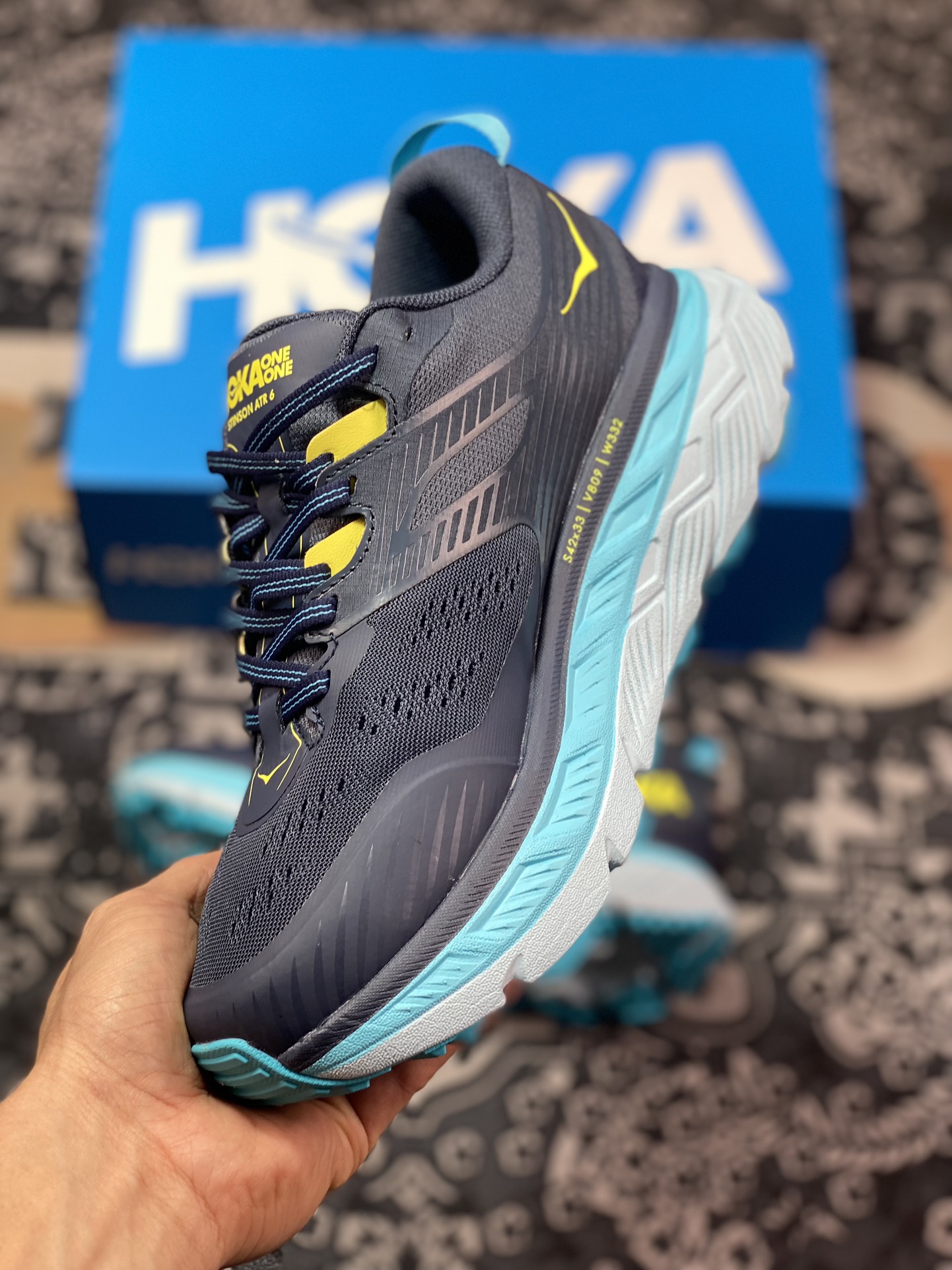 HOKA ONE ONE Stinson 6 ATR Stinson 6 series low-top cross-country running shoes ¡±net woven black orange light blue¡± 1110506-BGSS