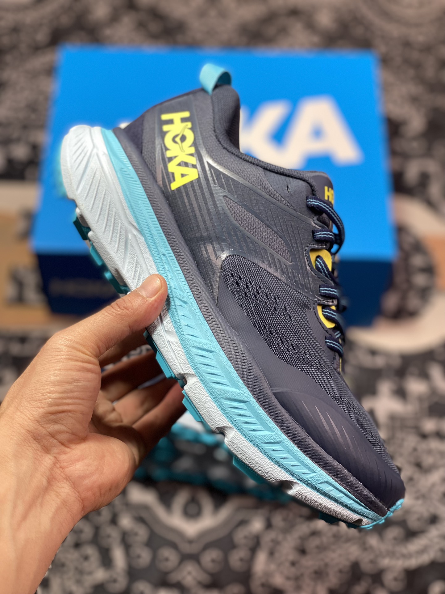 HOKA ONE ONE Stinson 6 ATR Stinson 6 series low-top cross-country running shoes ¡±net woven black orange light blue¡± 1110506-BGSS