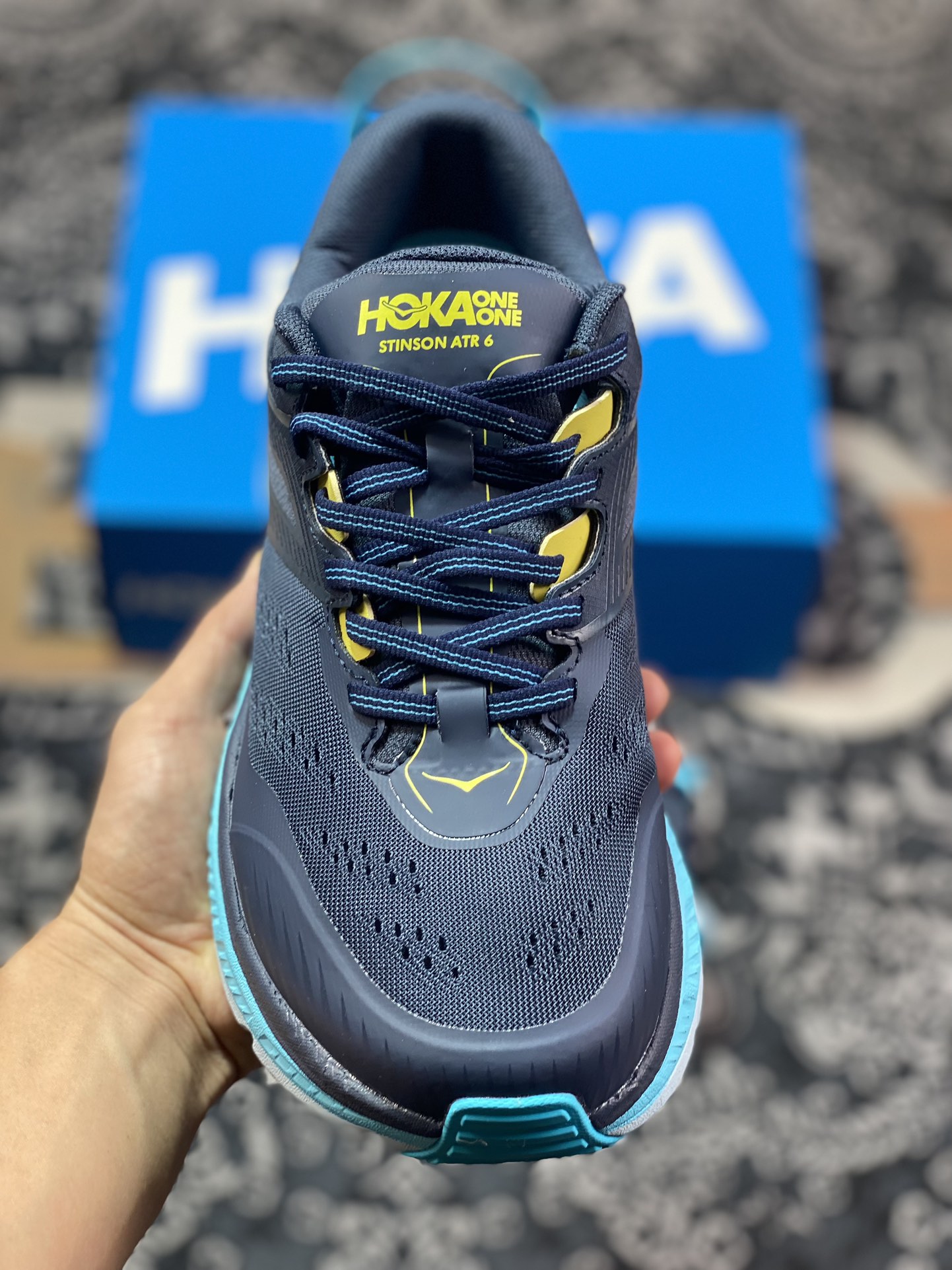 HOKA ONE ONE Stinson 6 ATR Stinson 6 series low-top cross-country running shoes ¡±net woven black orange light blue¡± 1110506-BGSS