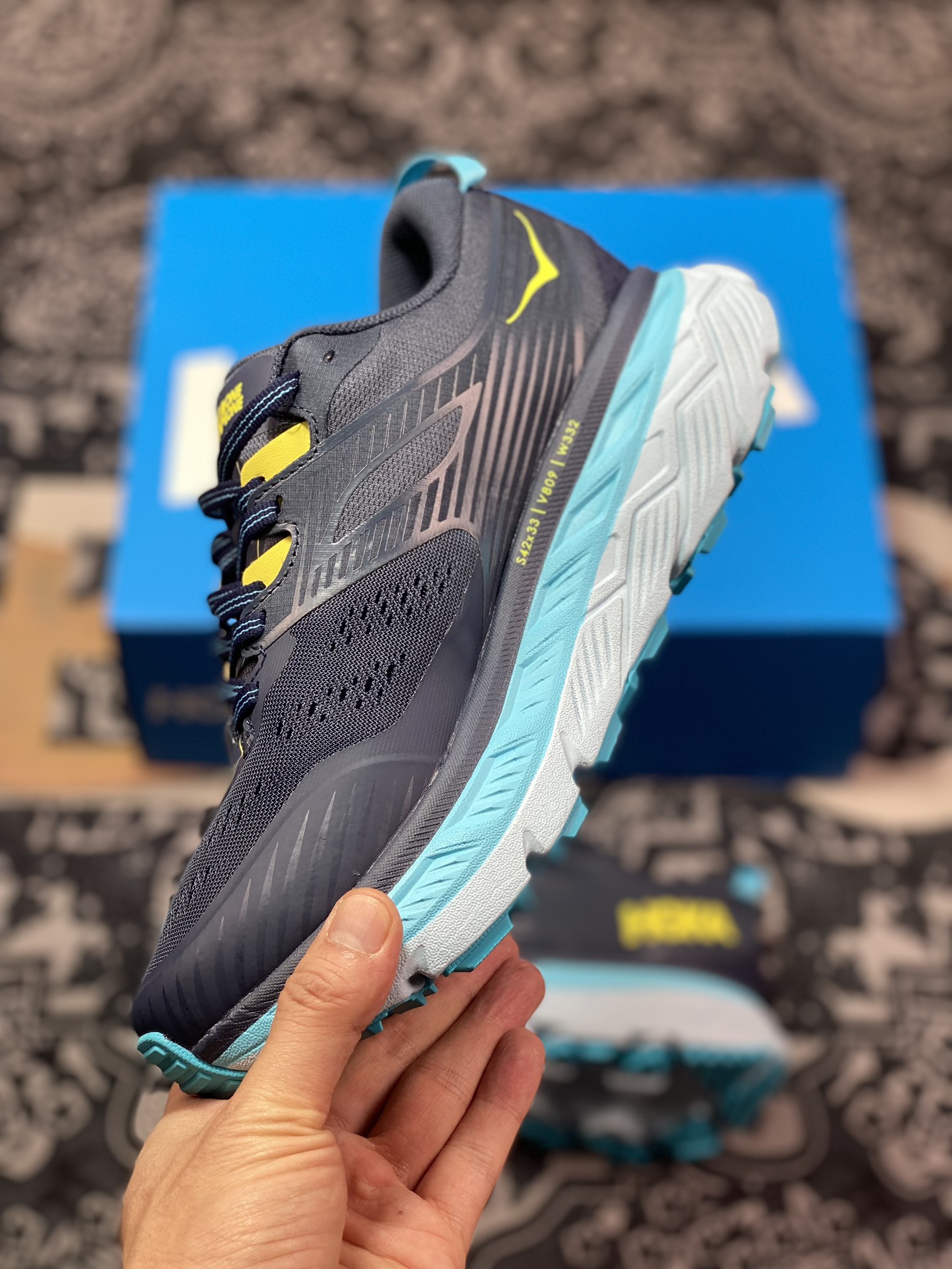 HOKA ONE ONE Stinson 6 ATR Stinson 6 series low-top cross-country running shoes ¡±net woven black orange light blue¡± 1110506-BGSS