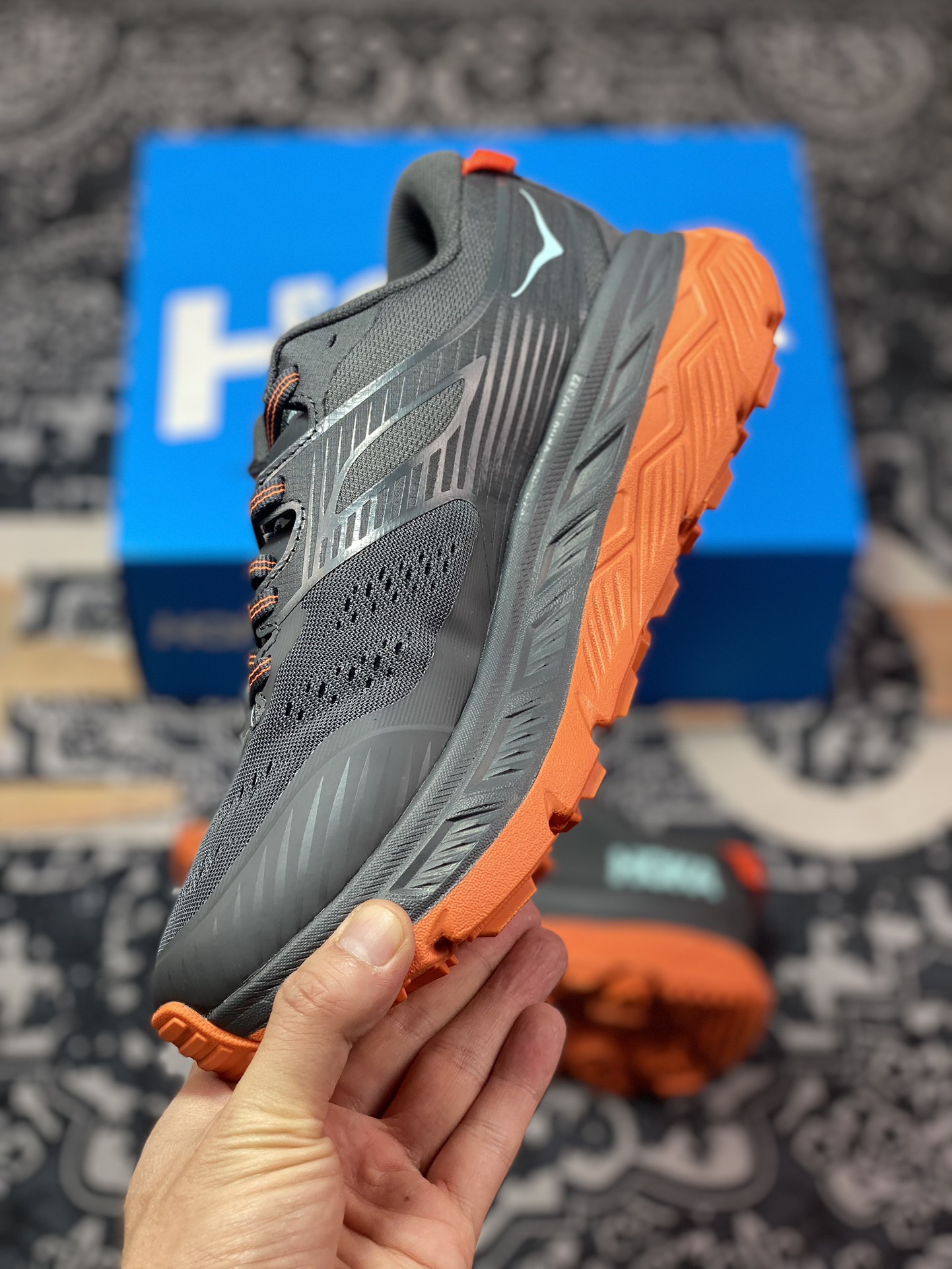 HOKA ONE ONE Stinson 6 ATR, an emerging American running shoe brand, Stinson 6 series low-top cross-country running shoes ¡±Mesh Orange Gray Powder Blue¡± 1110506-CO5N