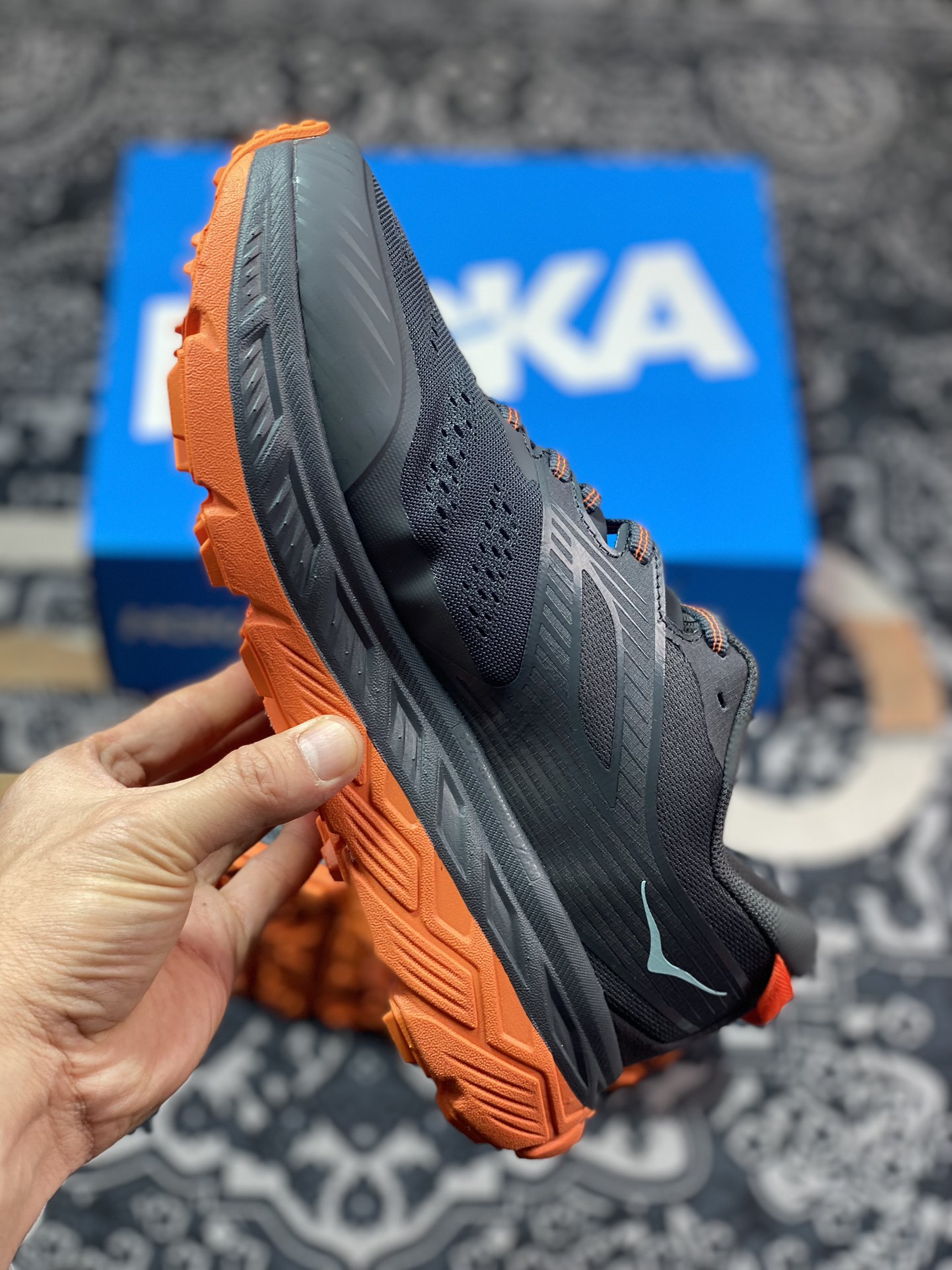 HOKA ONE ONE Stinson 6 ATR, an emerging American running shoe brand, Stinson 6 series low-top cross-country running shoes ¡±Mesh Orange Gray Powder Blue¡± 1110506-CO5N