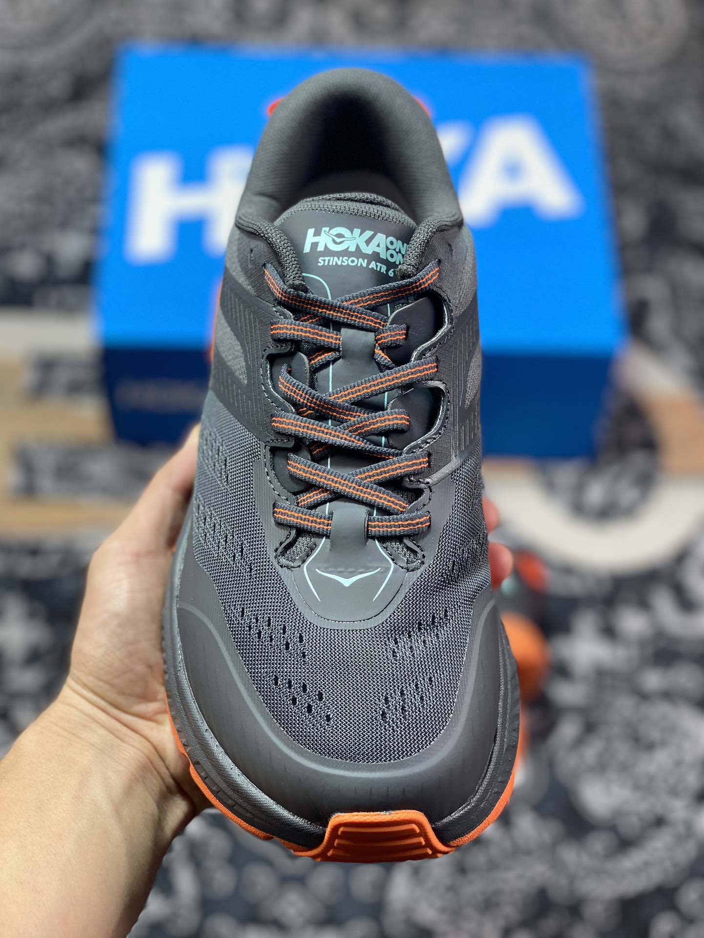 HOKA ONE ONE Stinson 6 ATR, an emerging American running shoe brand, Stinson 6 series low-top cross-country running shoes ¡±Mesh Orange Gray Powder Blue¡± 1110506-CO5N