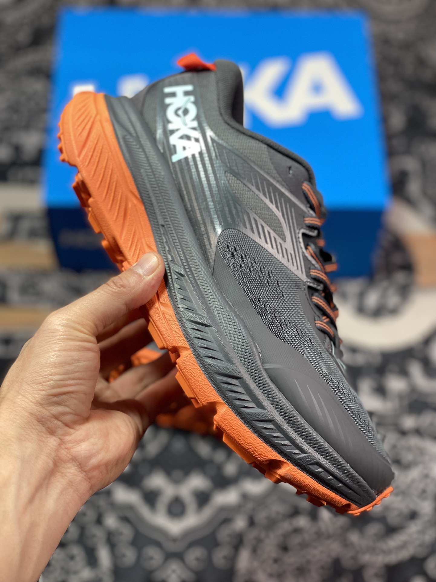 HOKA ONE ONE Stinson 6 ATR, an emerging American running shoe brand, Stinson 6 series low-top cross-country running shoes ¡±Mesh Orange Gray Powder Blue¡± 1110506-CO5N