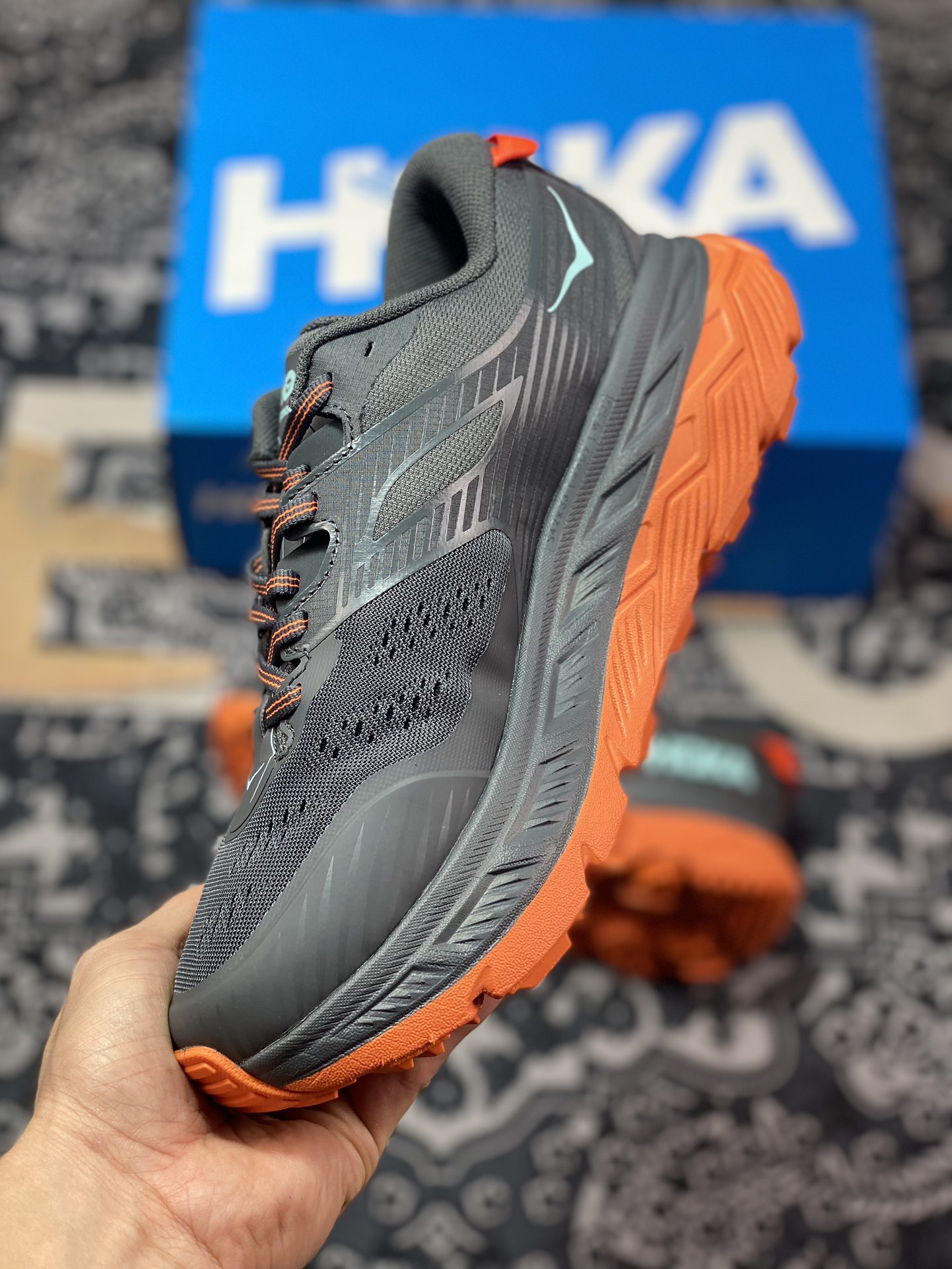 HOKA ONE ONE Stinson 6 ATR, an emerging American running shoe brand, Stinson 6 series low-top cross-country running shoes ¡±Mesh Orange Gray Powder Blue¡± 1110506-CO5N