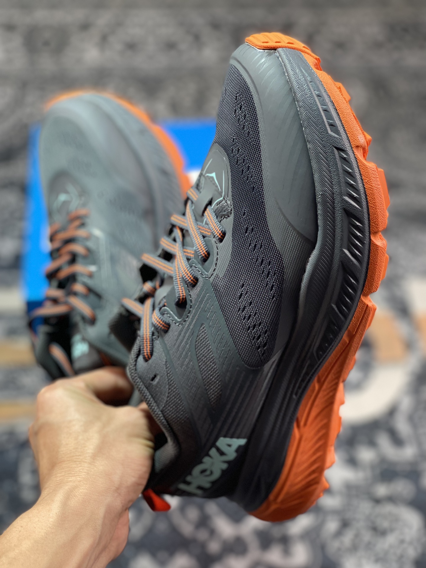 HOKA ONE ONE Stinson 6 ATR, an emerging American running shoe brand, Stinson 6 series low-top cross-country running shoes ¡±Mesh Orange Gray Powder Blue¡± 1110506-CO5N