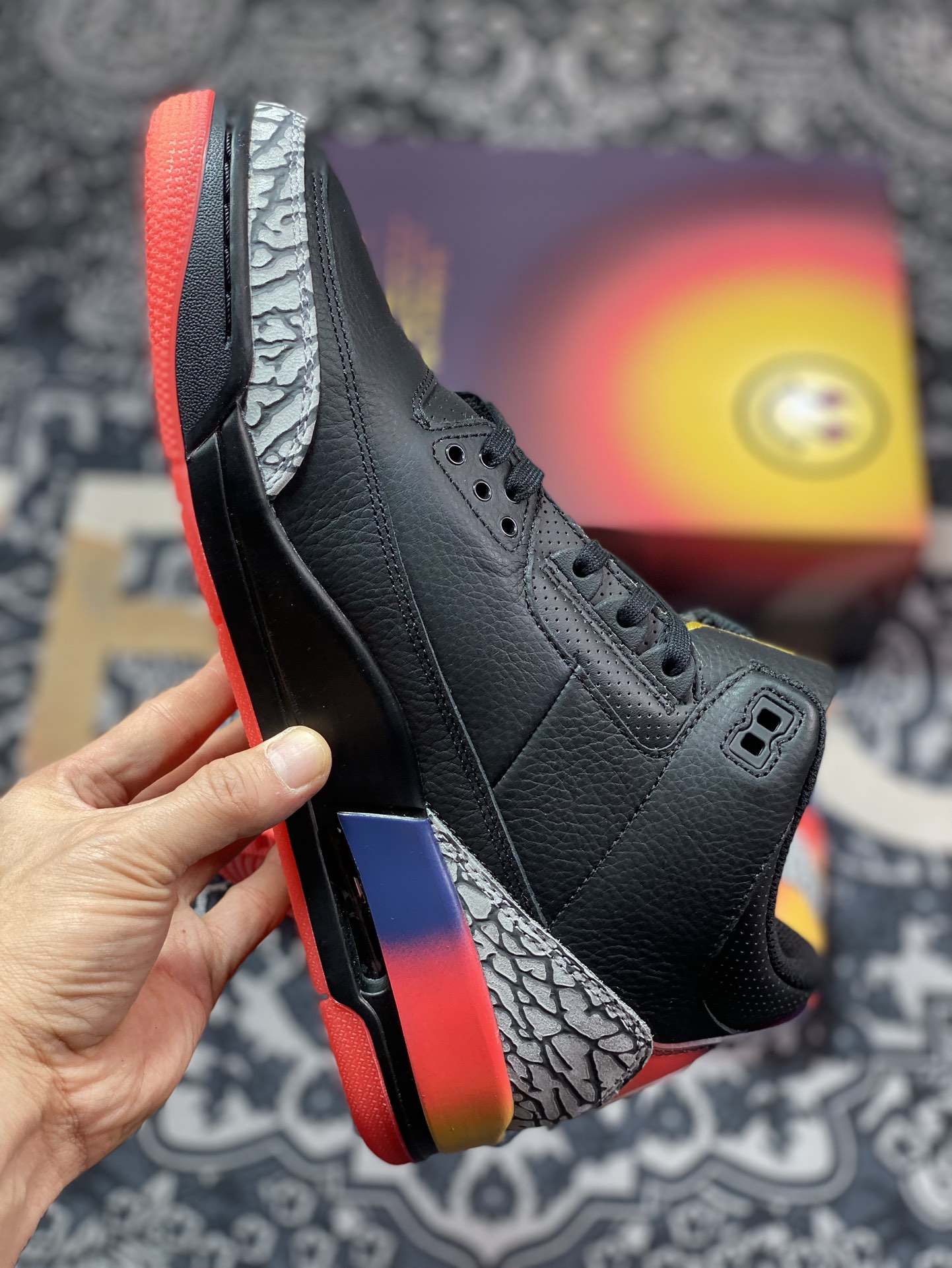 480 老汪纯原生产线J Balvin x Air Jordan 3 Retro SP AJ3乔3 彩虹笑脸 FN0344-001