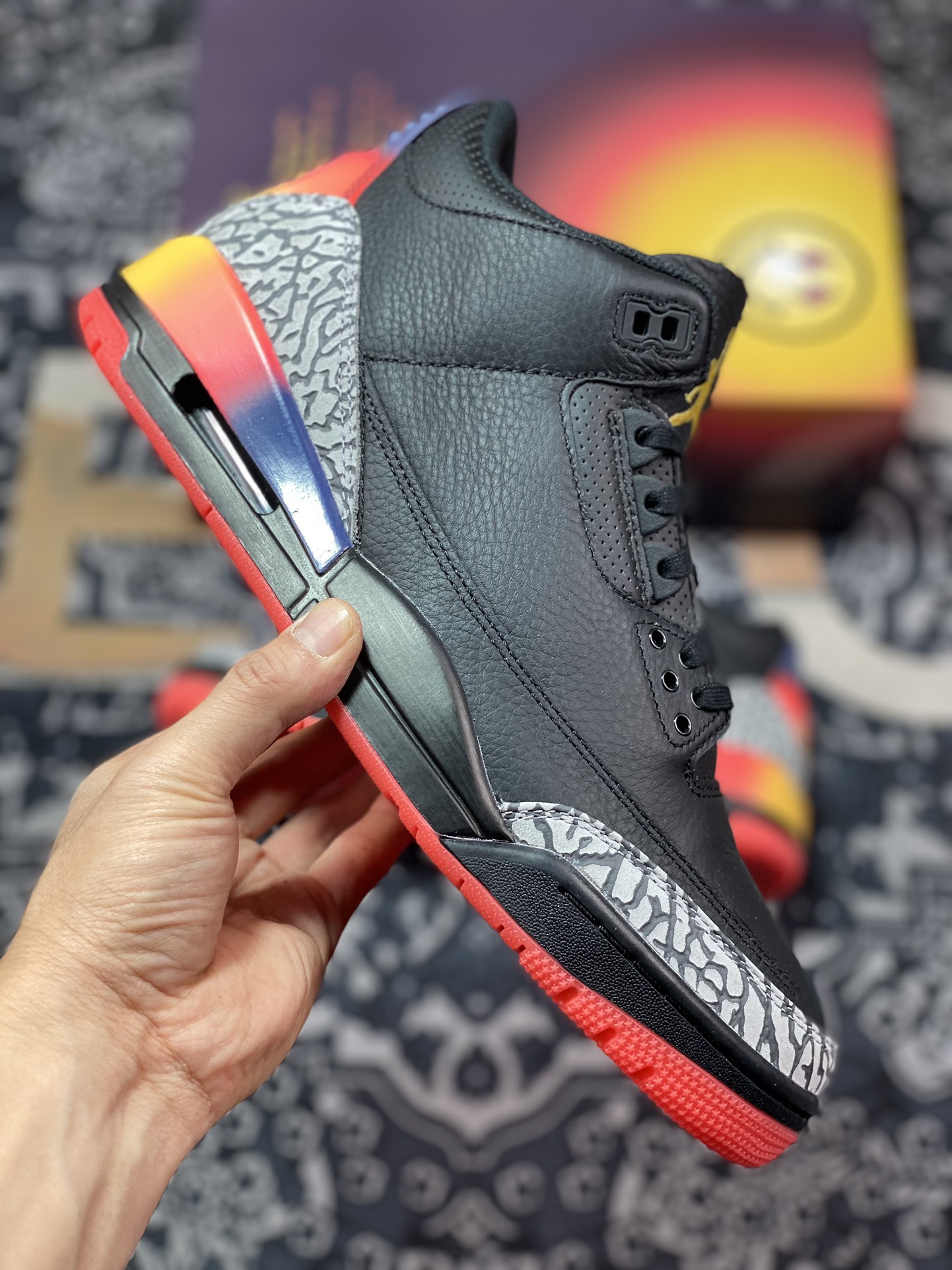 480 老汪纯原生产线J Balvin x Air Jordan 3 Retro SP AJ3乔3 彩虹笑脸 FN0344-001