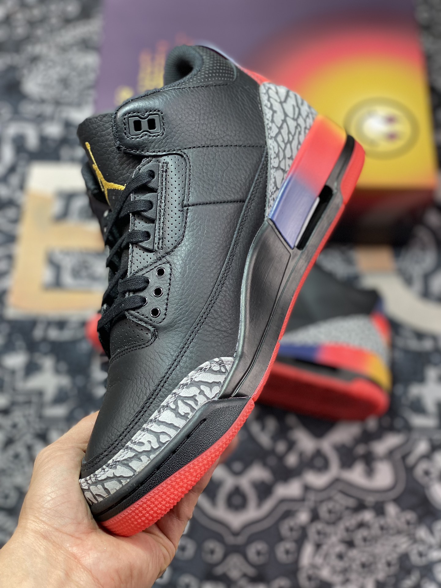 480 老汪纯原生产线J Balvin x Air Jordan 3 Retro SP AJ3乔3 彩虹笑脸 FN0344-001