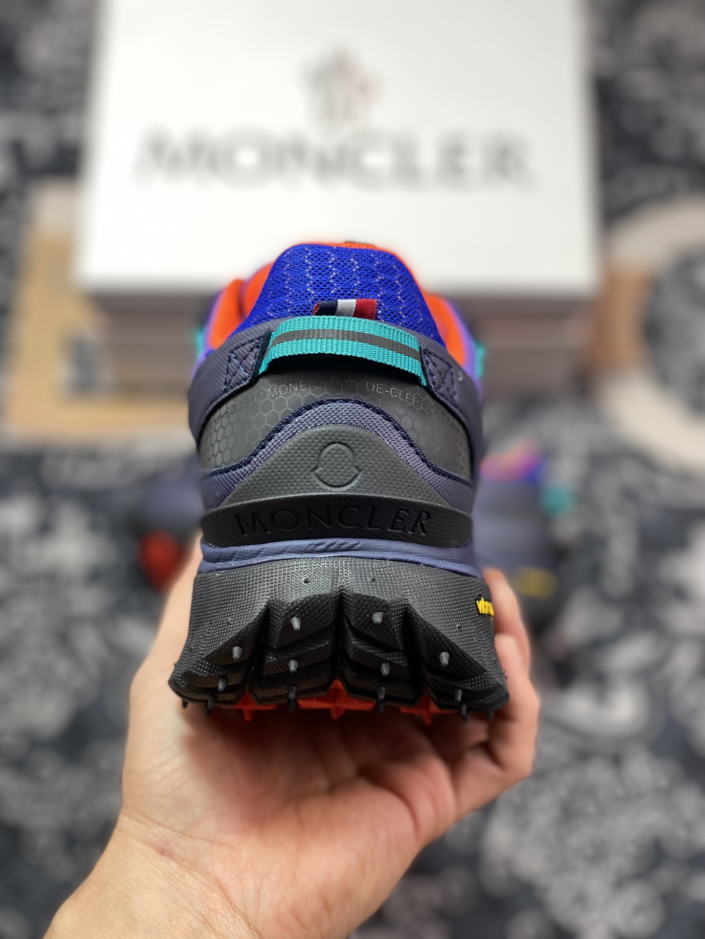 Moncler Trailgrip Gore-Tex off-road travel series low-top thick-soled lightweight outdoor mountaineering sports shoes ”Navy Navy Blue Purple Orange Red” J109A4M00110M2671