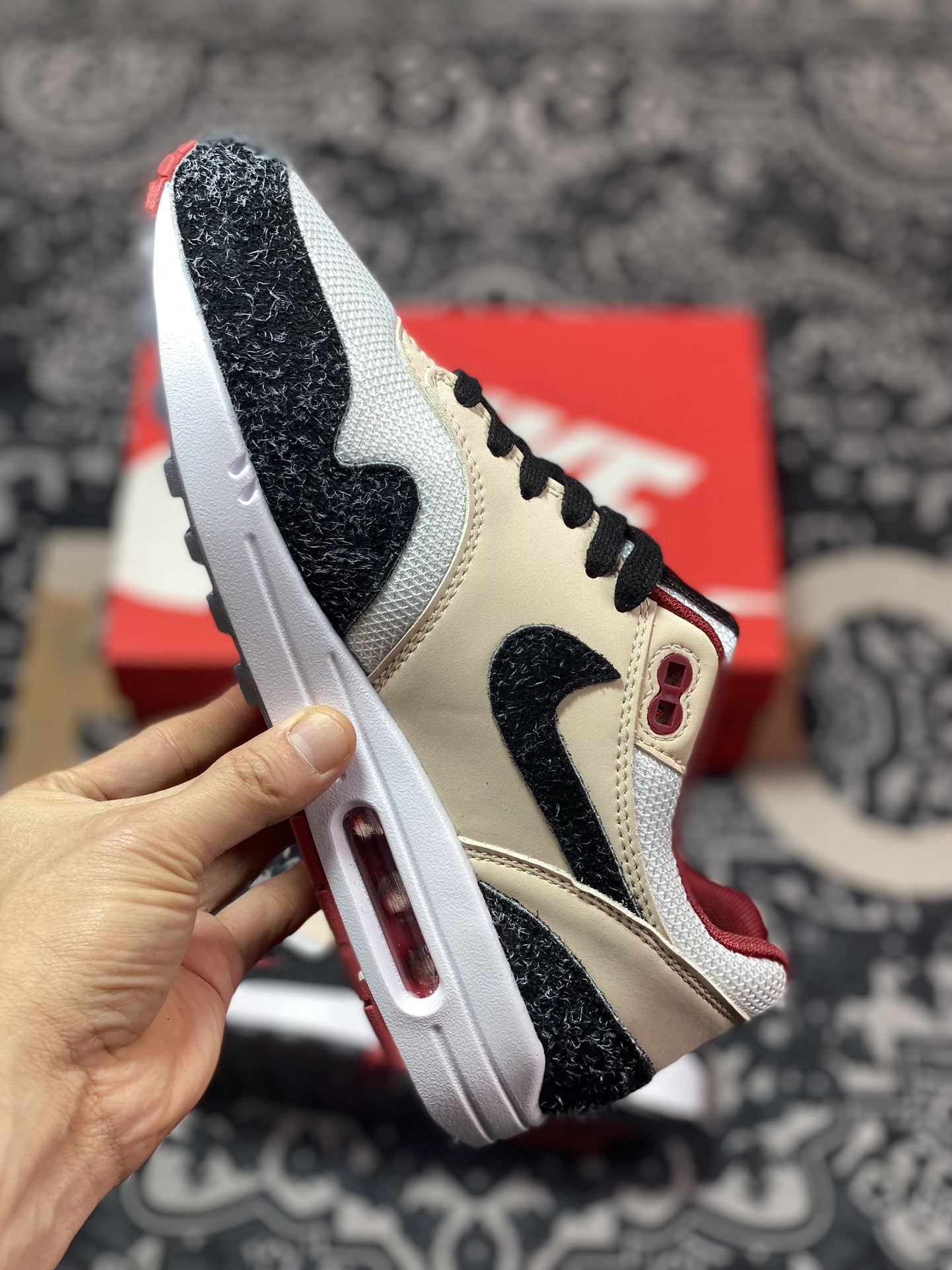 Nike Air Max 1”Keep Rippin Stop Slippin 2.0” first generation retro air cushion all-match casual sports jogging shoes ”black, white, gray and color embroidery” FD5743-200